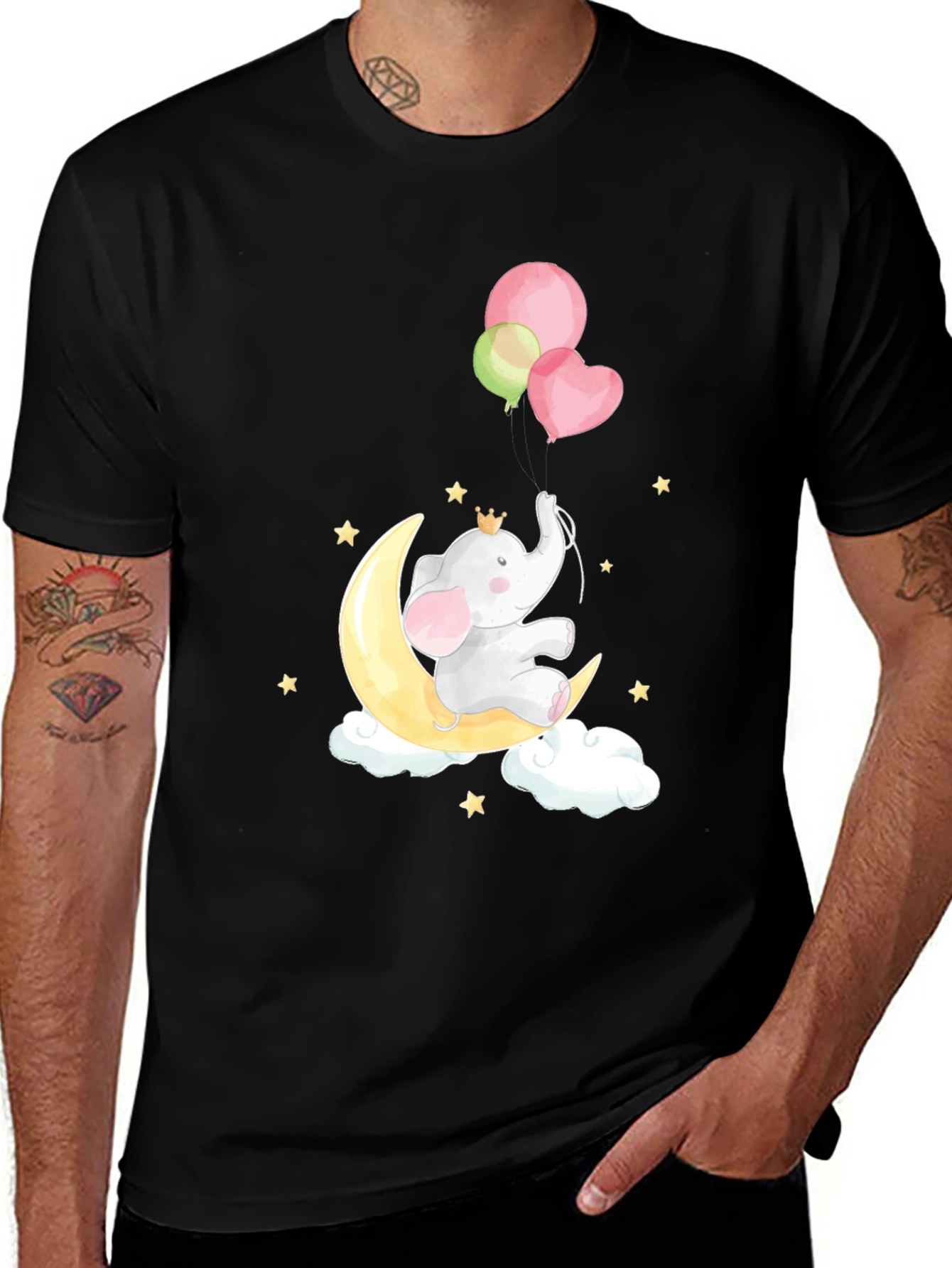 Variant 3 of Elephant on Moon T-Shirt Cute Graphic Tee
