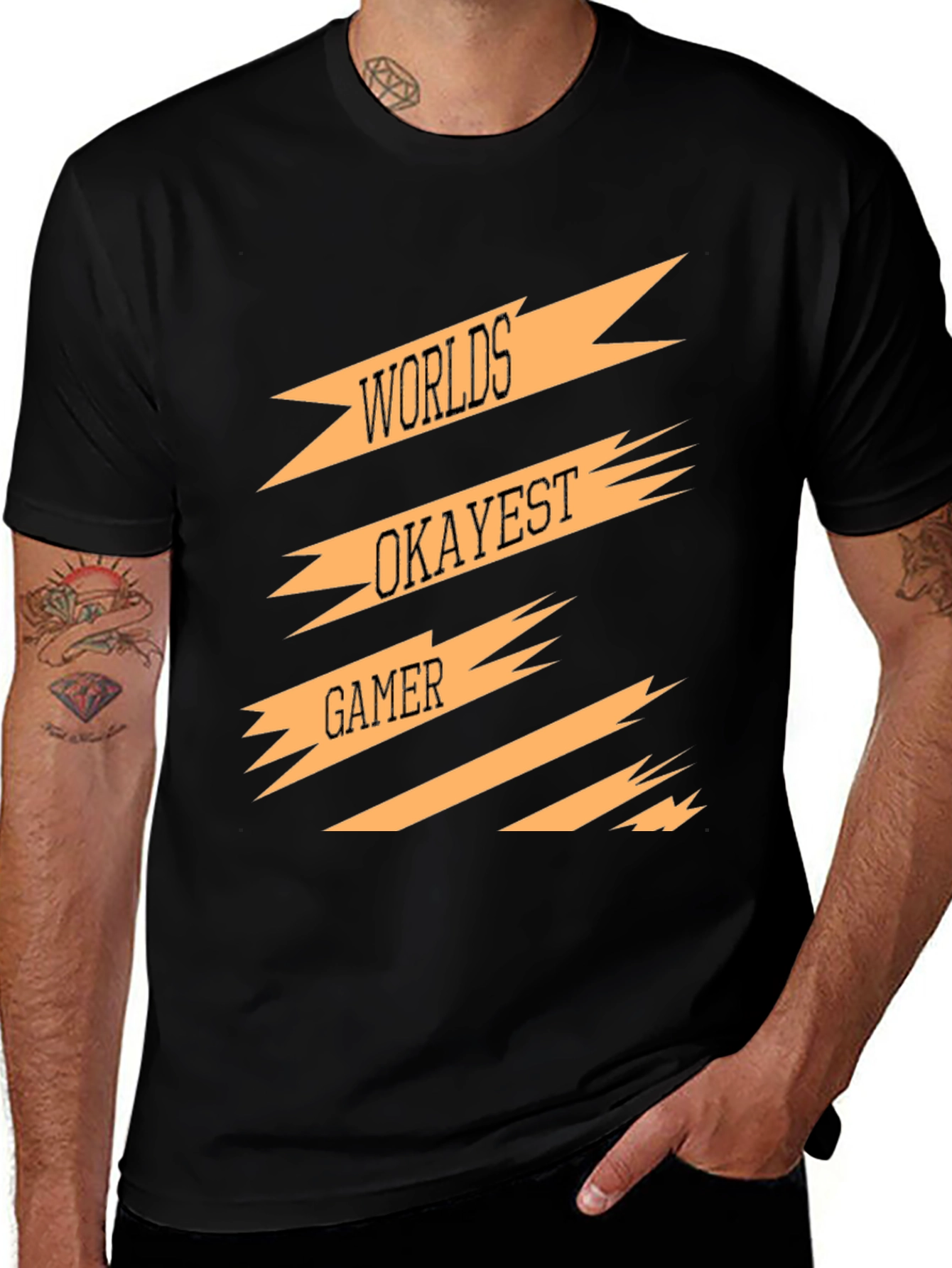 Variant 20 of Worlds Okayest Gamer Black Graphic Tee