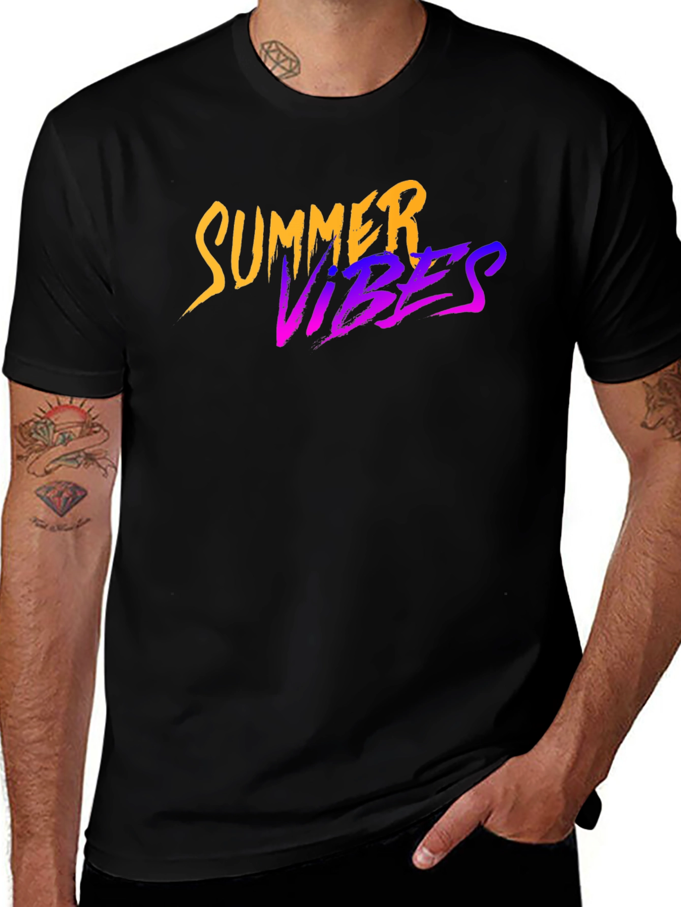 Variant 25 of Summer Vibes Graphic Black T-Shirt