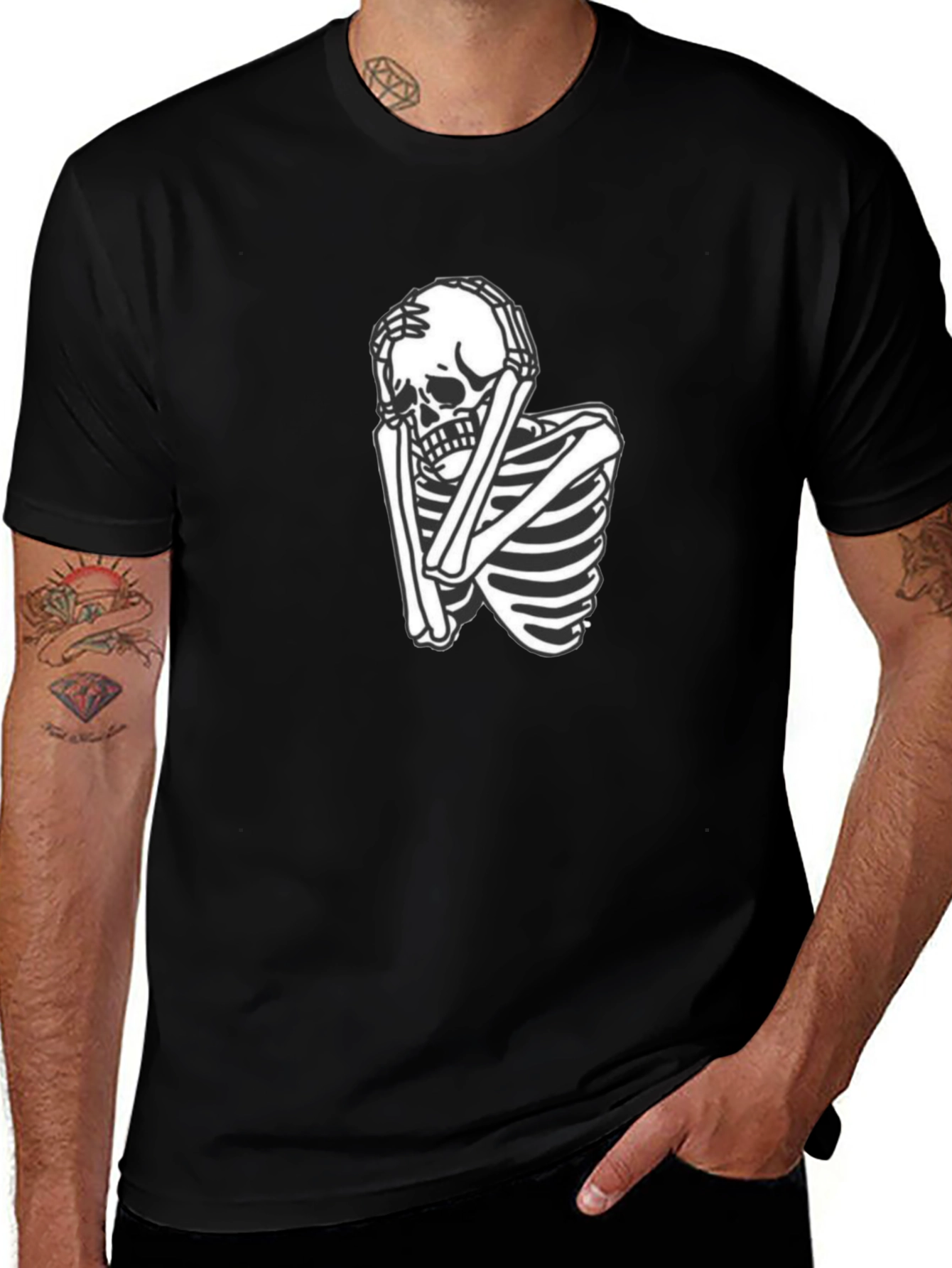 Black Skeleton Graphic Tee - Trendy Black T-Shirt main image