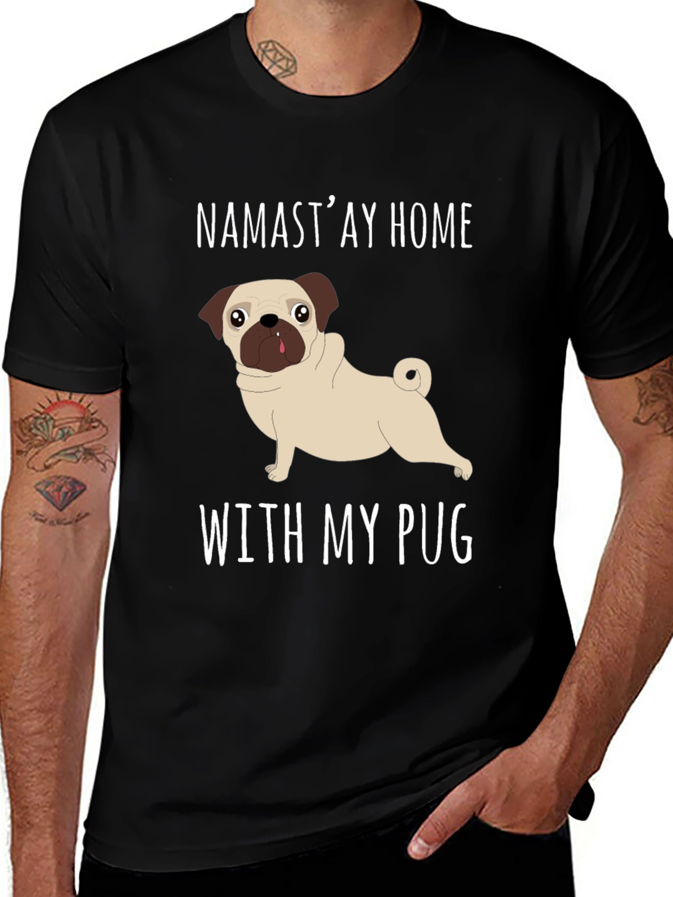 Variant 13 of Namast'ay Home Pug T-Shirt