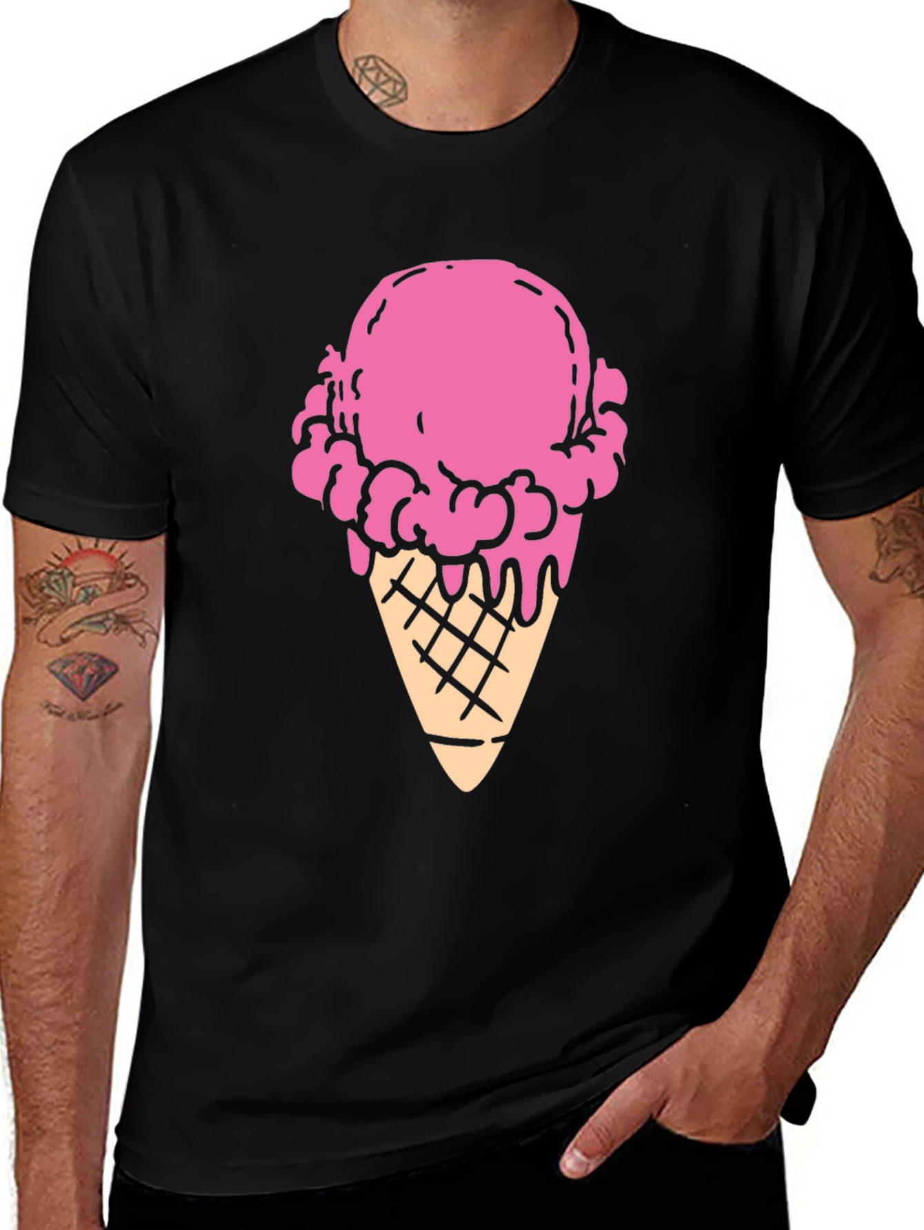 Ice Cream Cone Graphic Tee - Black
