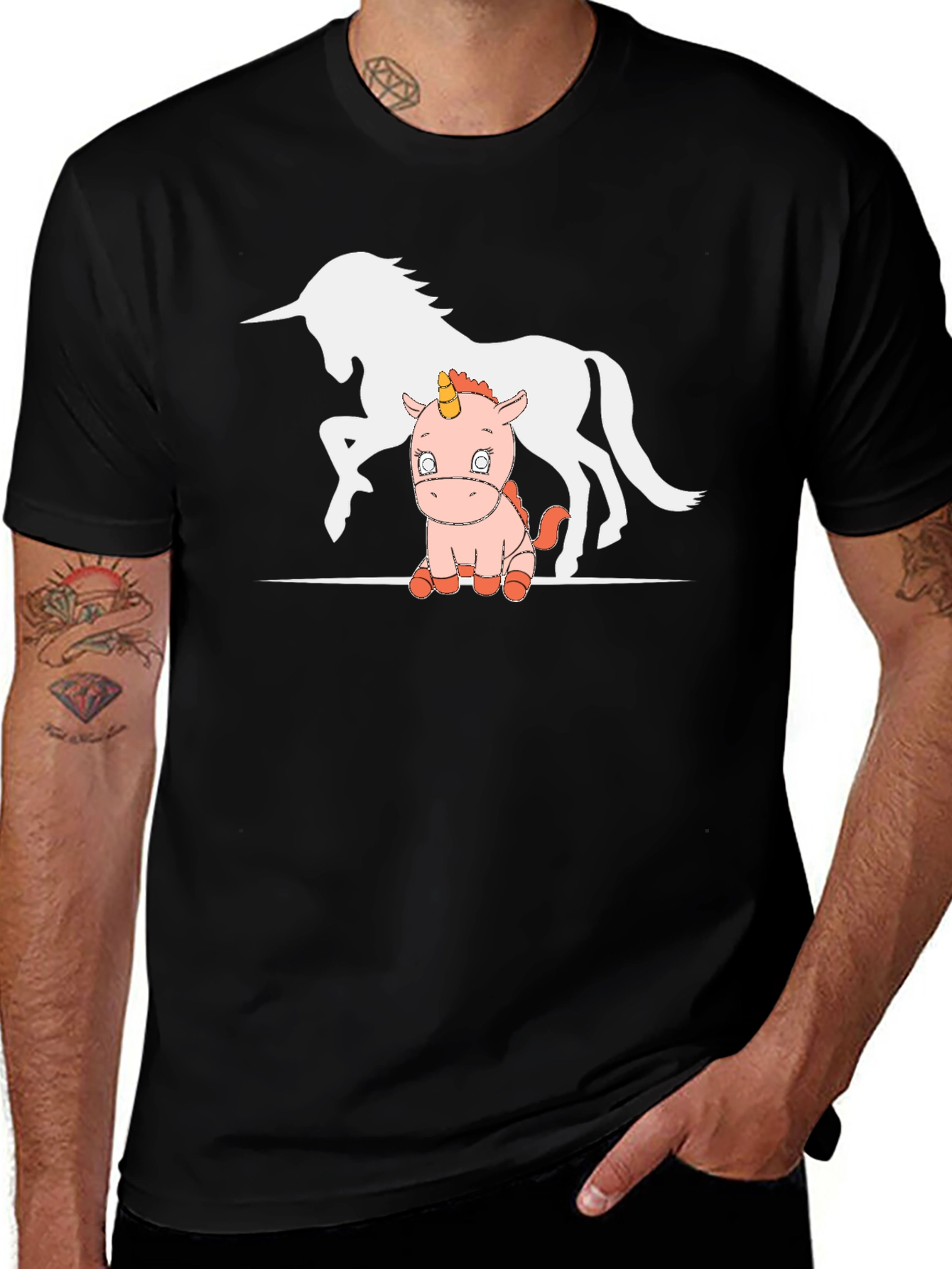 Variant 4 of Unicorn Shadow T-Shirt - Cute Cartoon Design