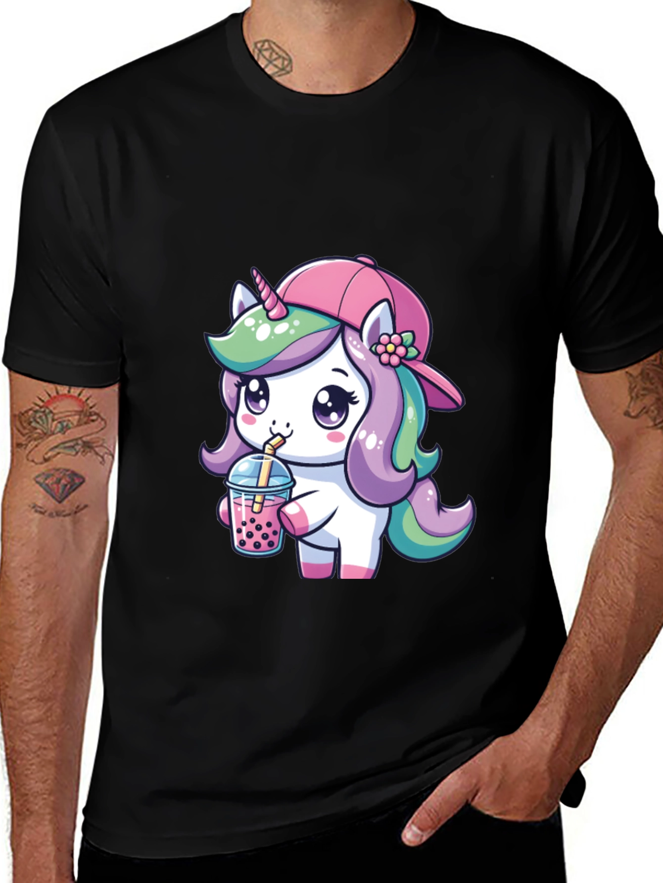 Variant 26 of Unicorn Bubble Tea Graphic Tee - Cute Kawaii Style