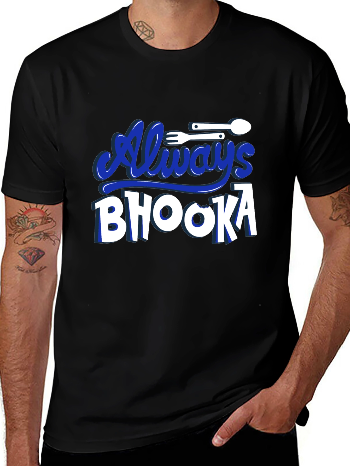 Variant 6 of Always Bhooka Graphic Tee - Black Cotton T-Shirt