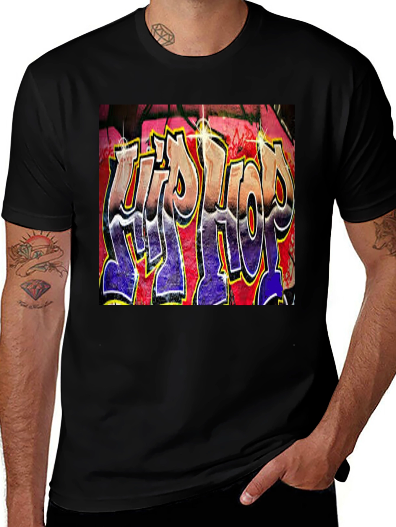 Variant 27 of Hip Hop Graffiti Graphic T-Shirt - Trendy Black Tee