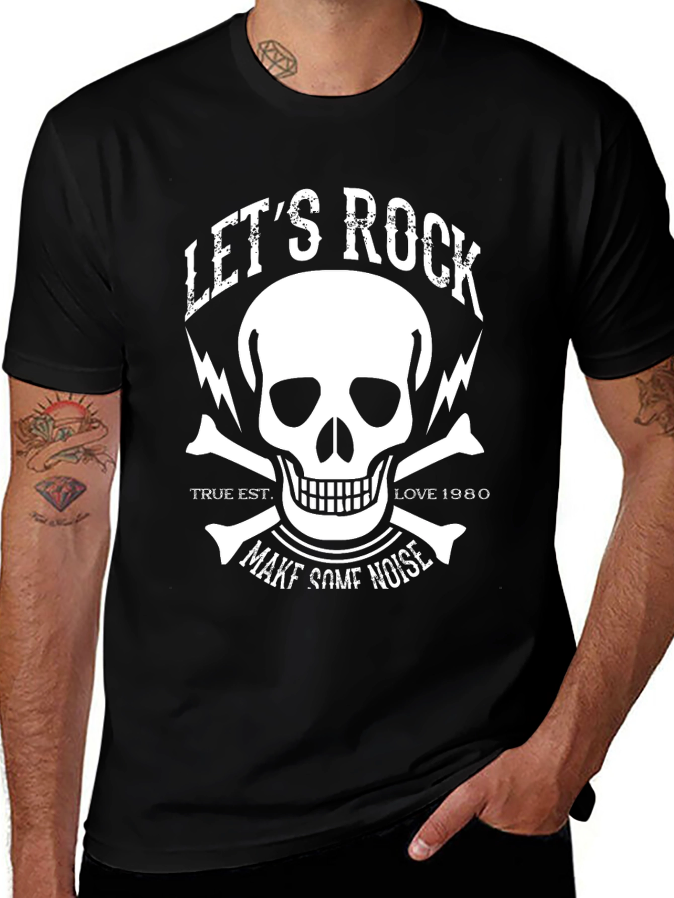 Variant 17 of Let's Rock Graphic Tee - Skull and Bones