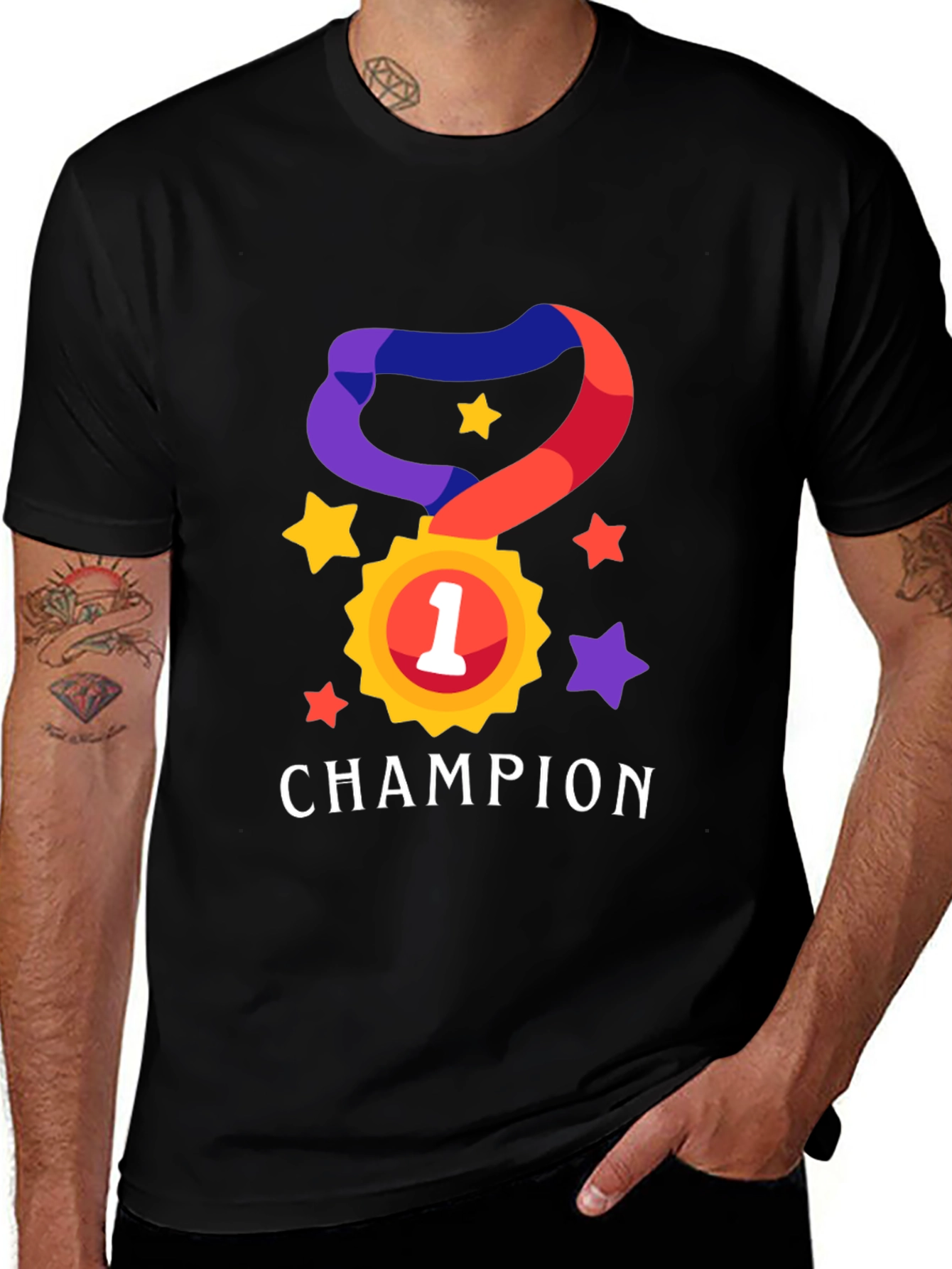 Champion Medal Graphic Tee - Men's Black T-Shirt