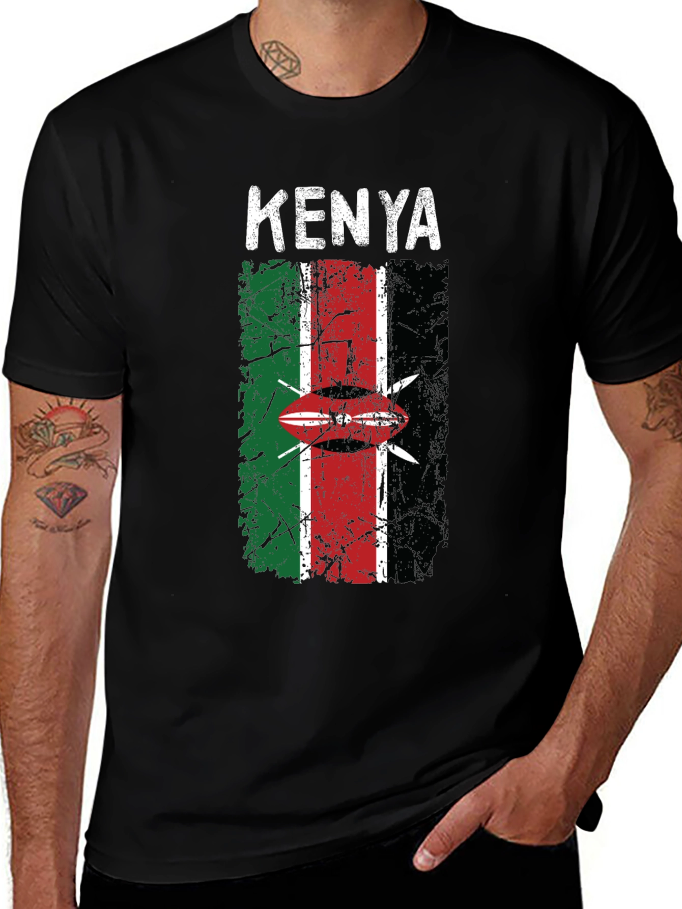 Kenya Flag T-Shirt - Distressed Graphic Tee