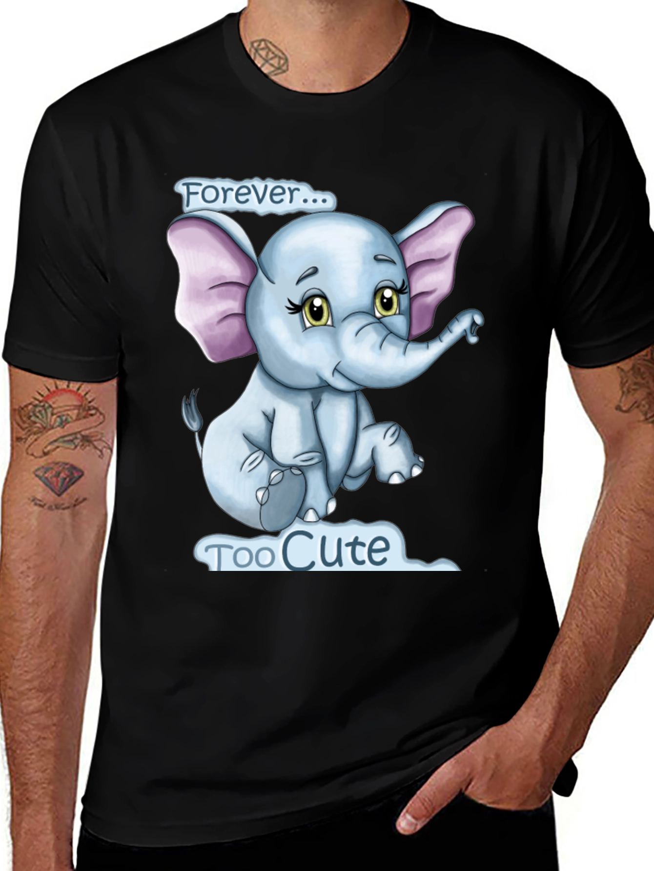 Variant 25 of Cute Elephant Graphic Tee - "Forever Too Cute"