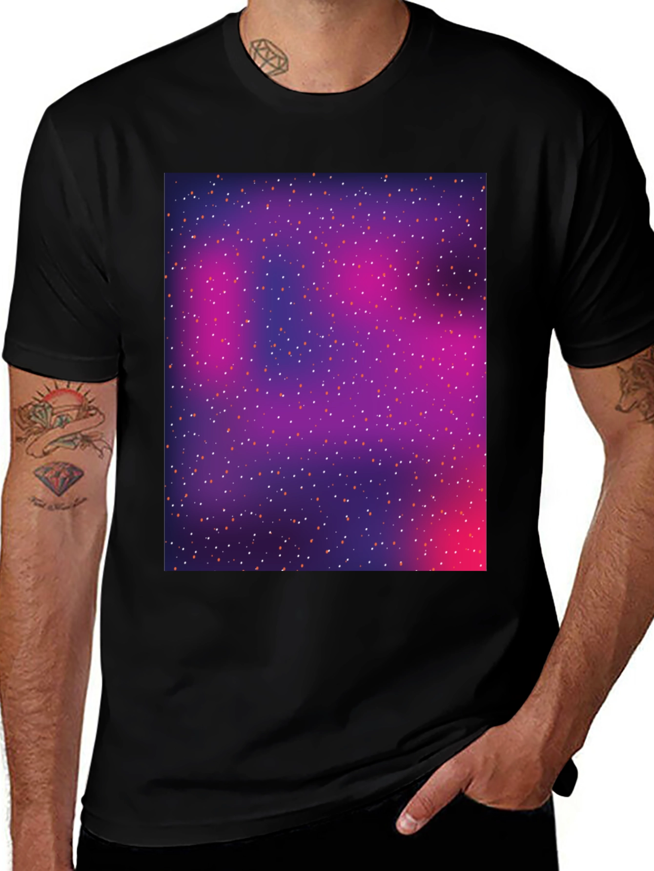 Variant 29 of Galaxy Print Black T-Shirt - Stylish Space Design