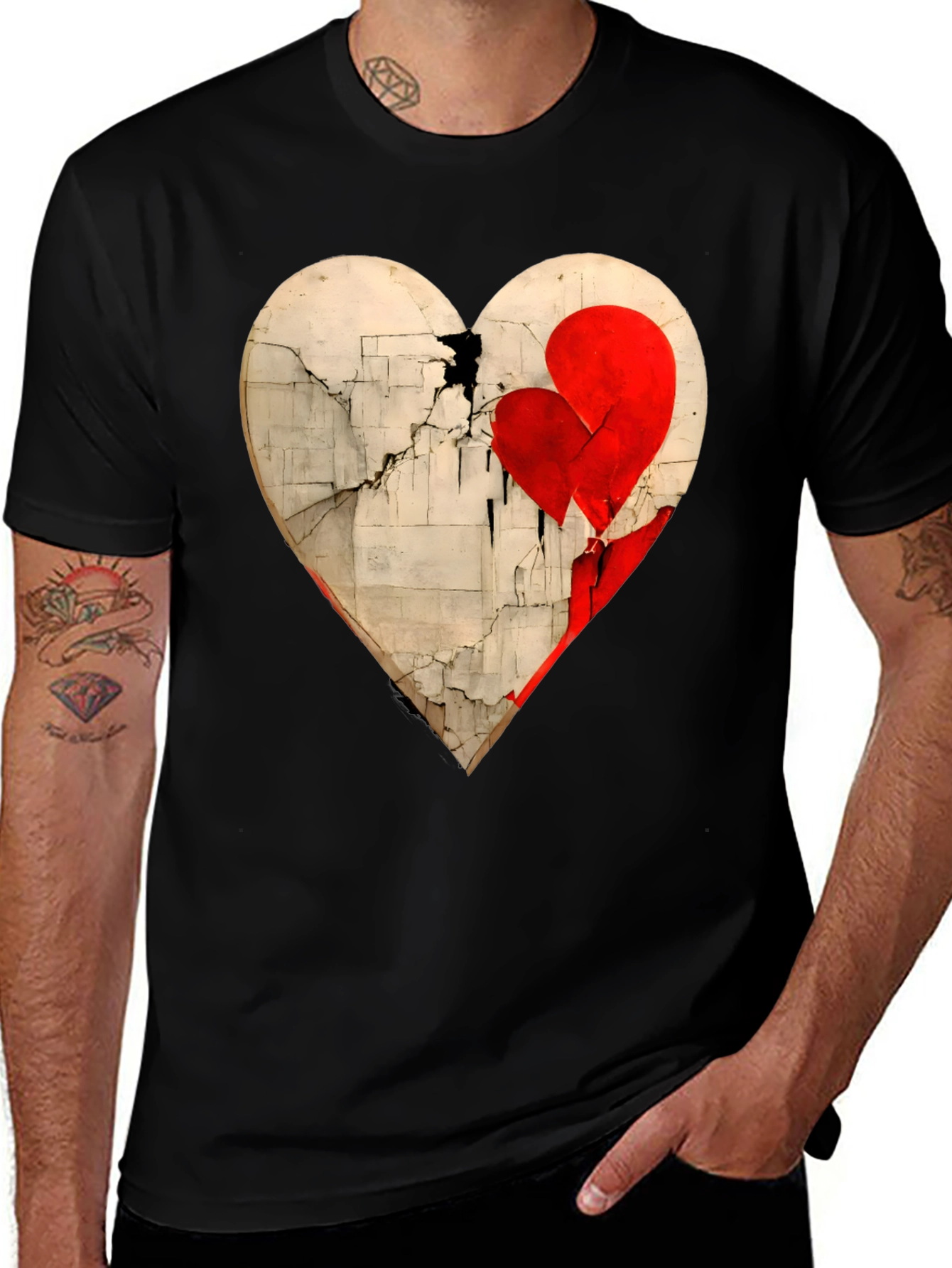 Variant 5 of Heart Graphic Tee - Artistic Valentine's Day Shirt