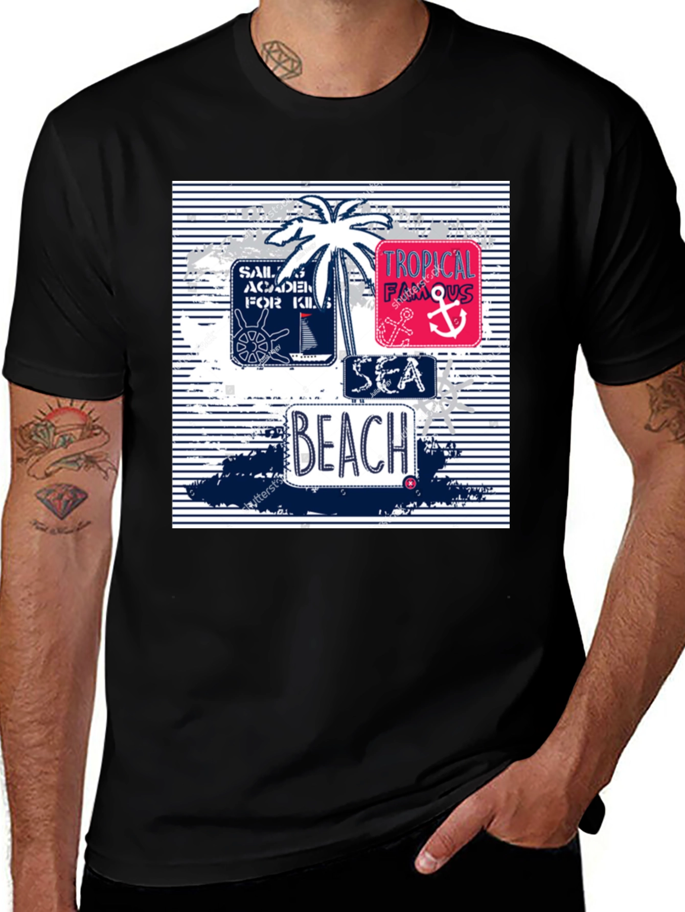 Variant 29 of Tropical Beach Graphic Tee - Casual Summer Style
