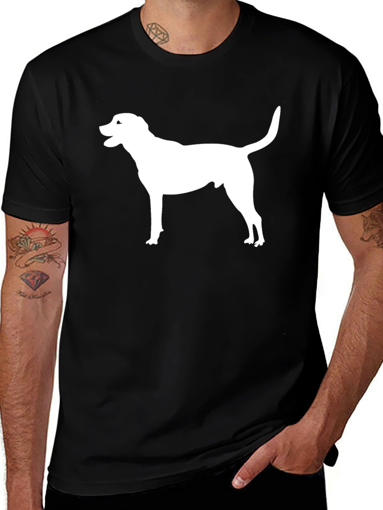 Variant 7 of Dog Silhouette Graphic Tee - Men's Black T-Shirt