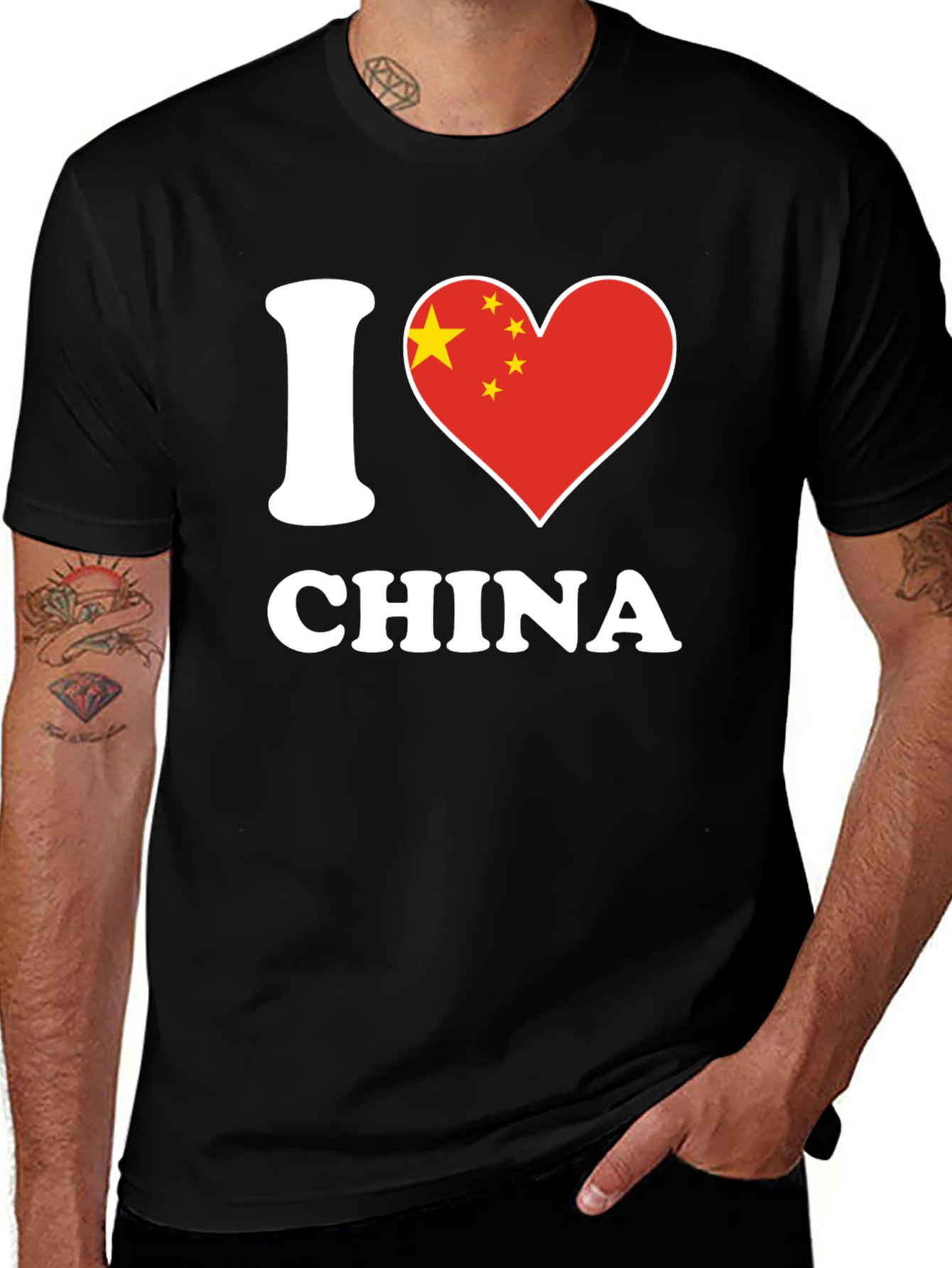 I Love China T-Shirt - Black Crew Neck