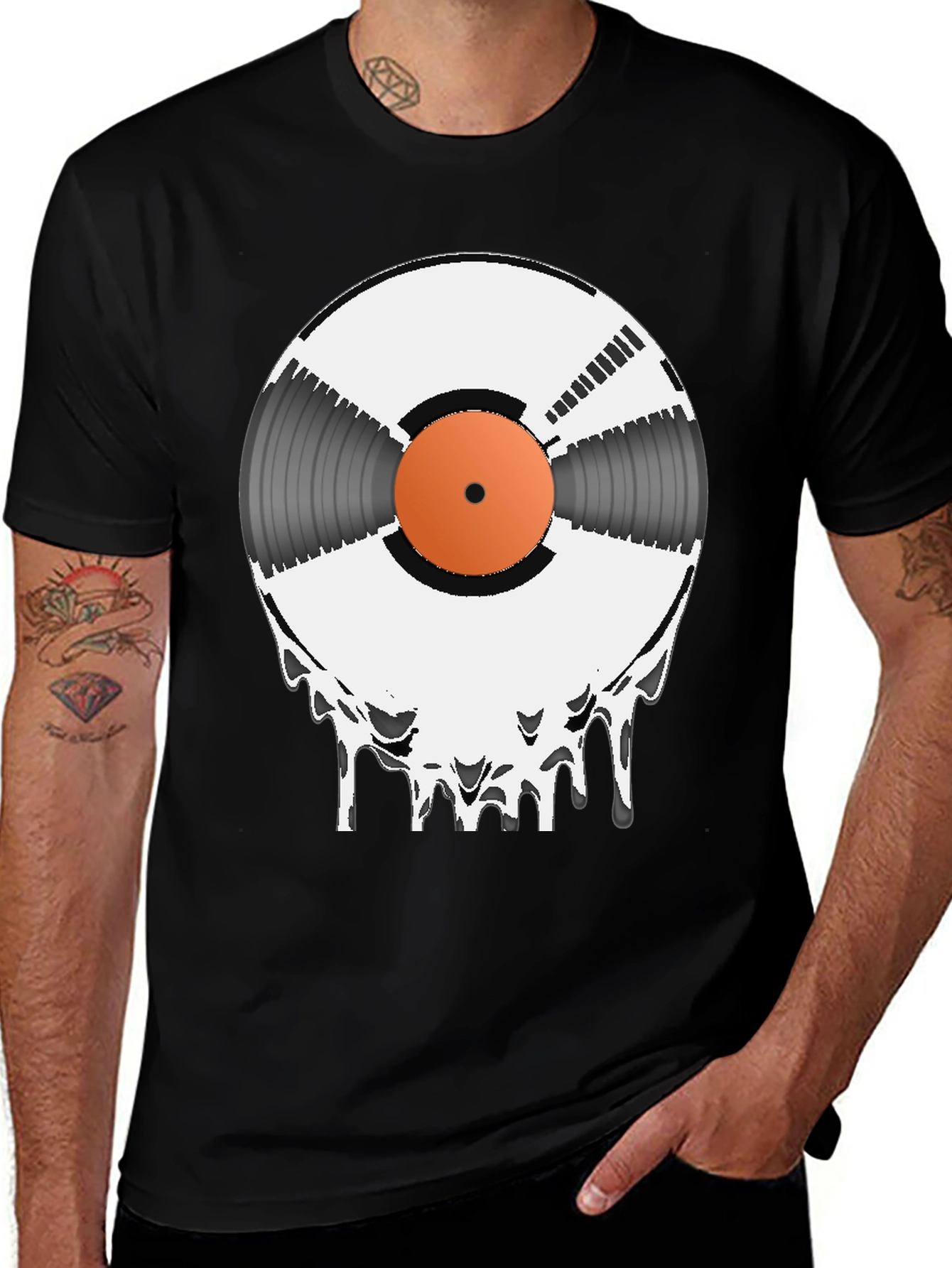 Variant 21 of Melting Vinyl Record Graphic Tee - Music Lover's T-Shirt