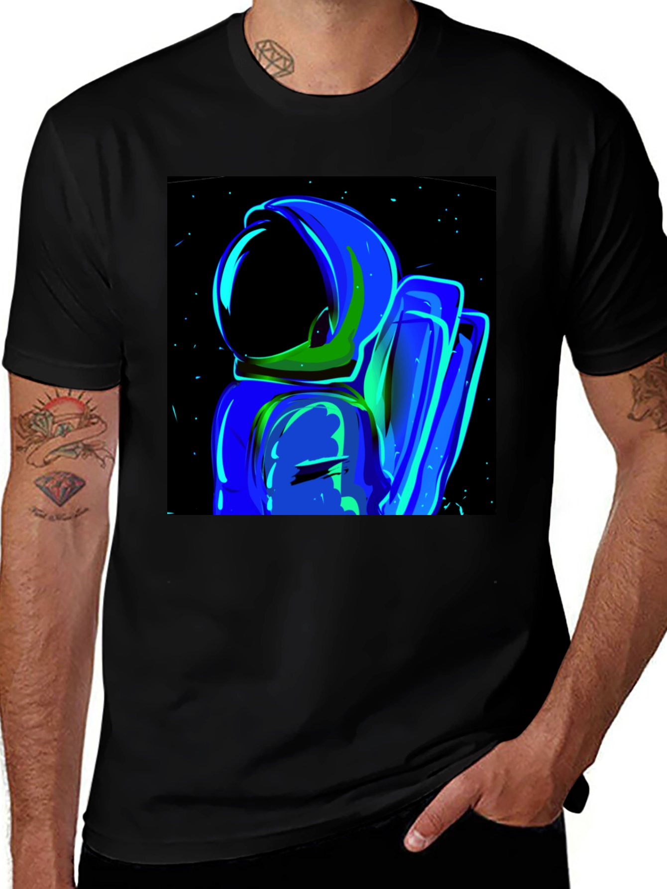 Variant 6 of Astronaut Graphic Tee - Stylish Black Cotton T-Shirt