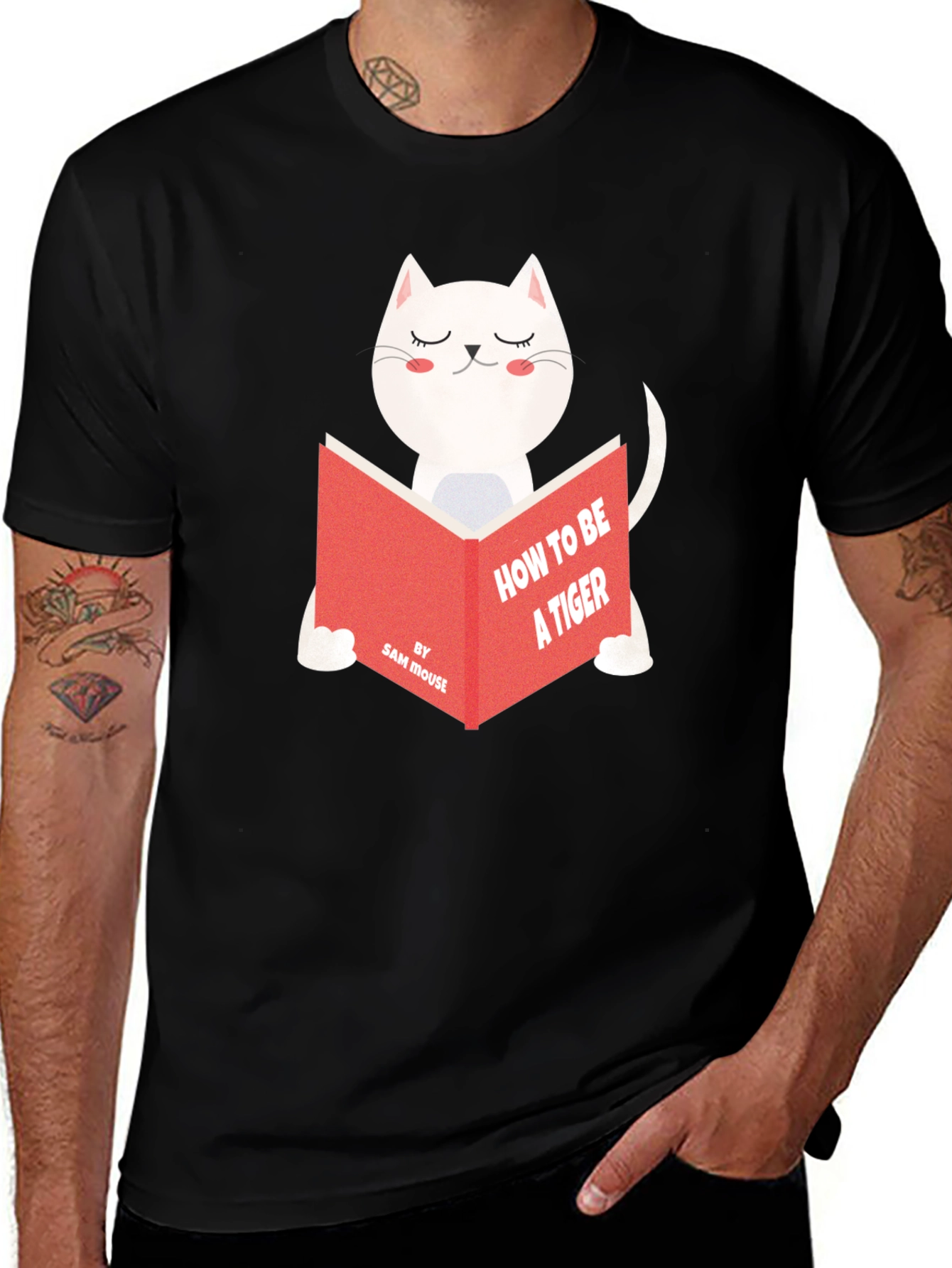 Variant 22 of Cat Reading Book T-Shirt - "How to Be A Tiger"