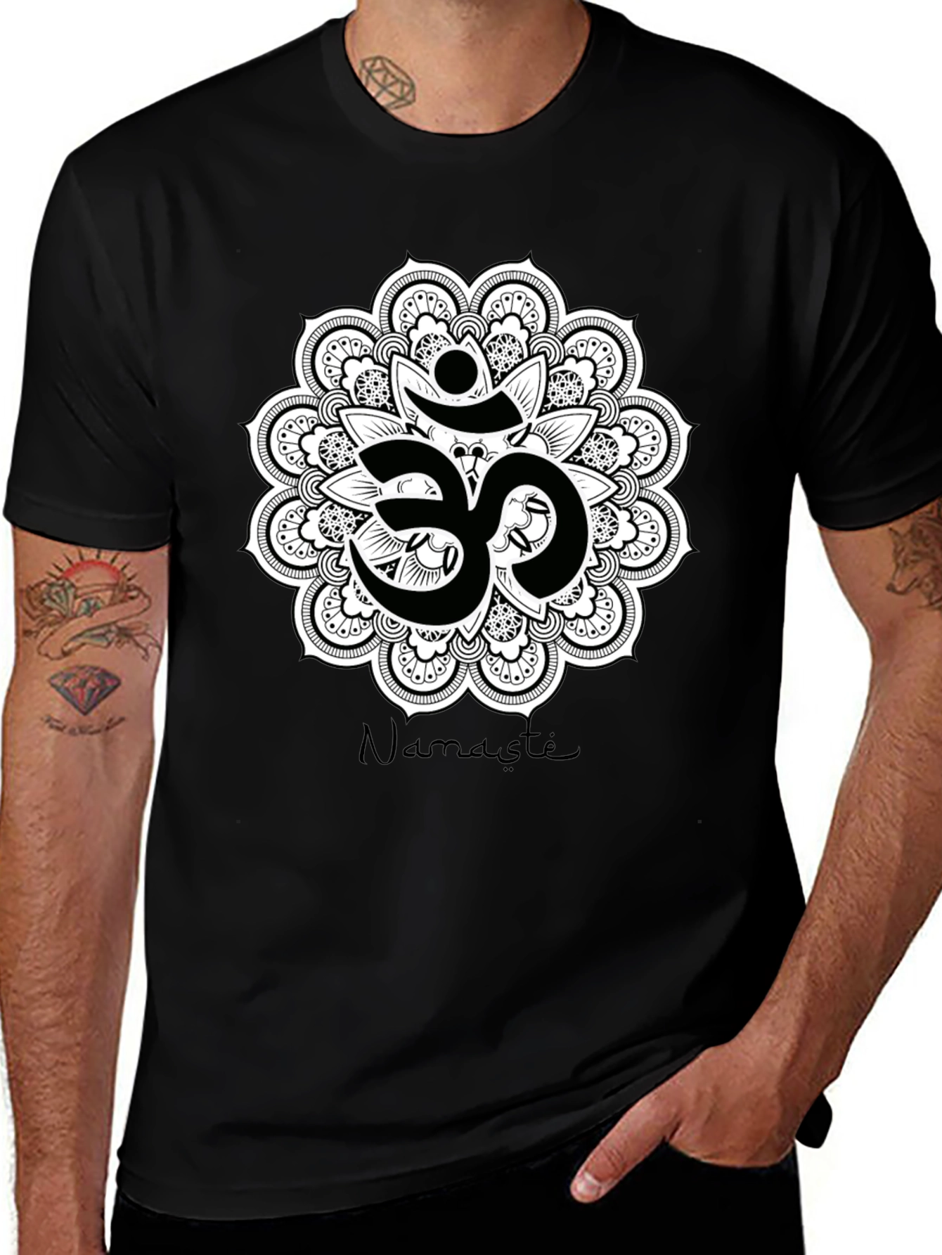 Variant 11 of Om Mandala Namaste Black T-Shirt