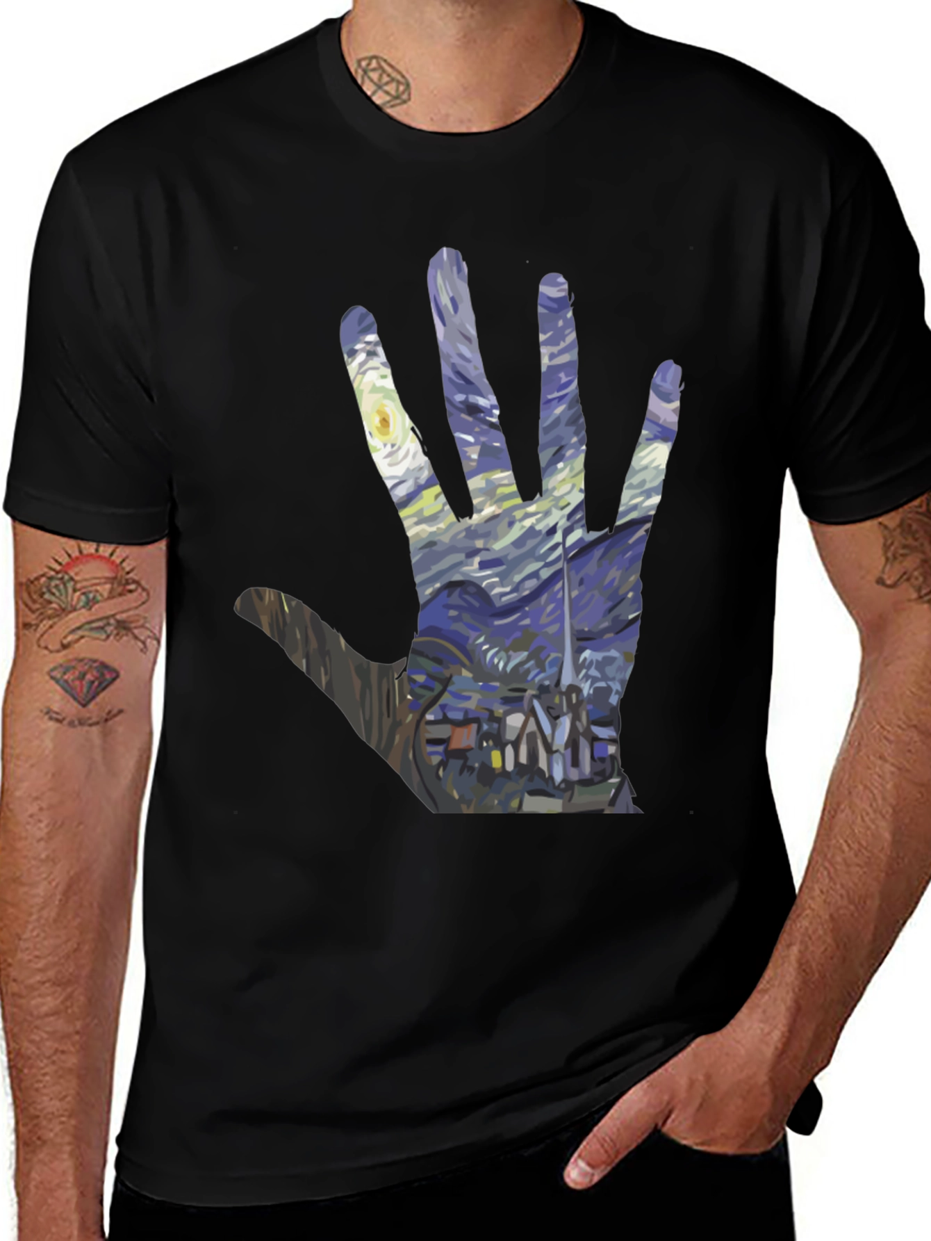 Variant 5 of Starry Night Hand Print T-Shirt
