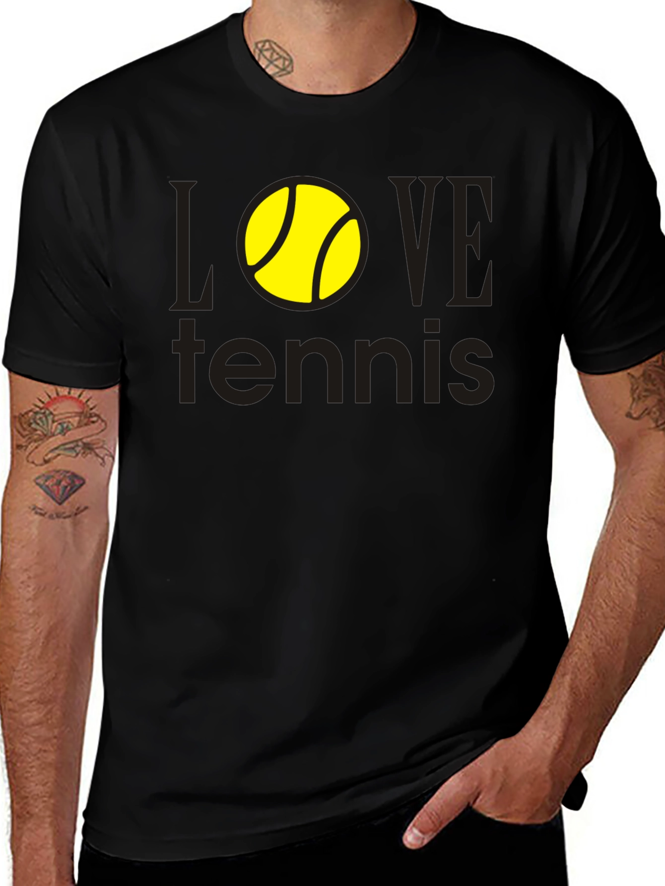 Variant 27 of Love Tennis Graphic Tee - Black Cotton Shirt