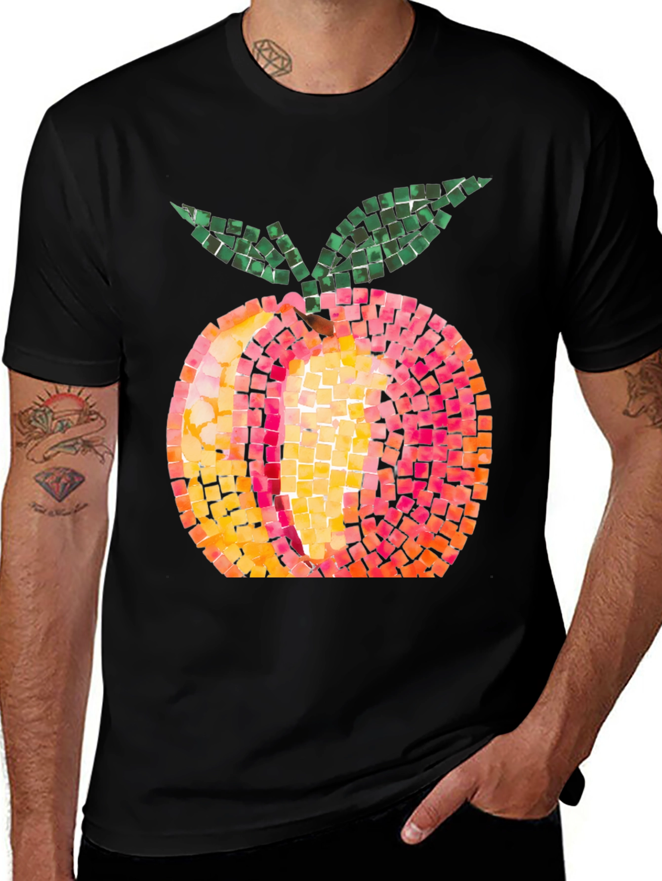 Variant 5 of Peach Mosaic Graphic Tee - Unique Fruit Design T-Shirt