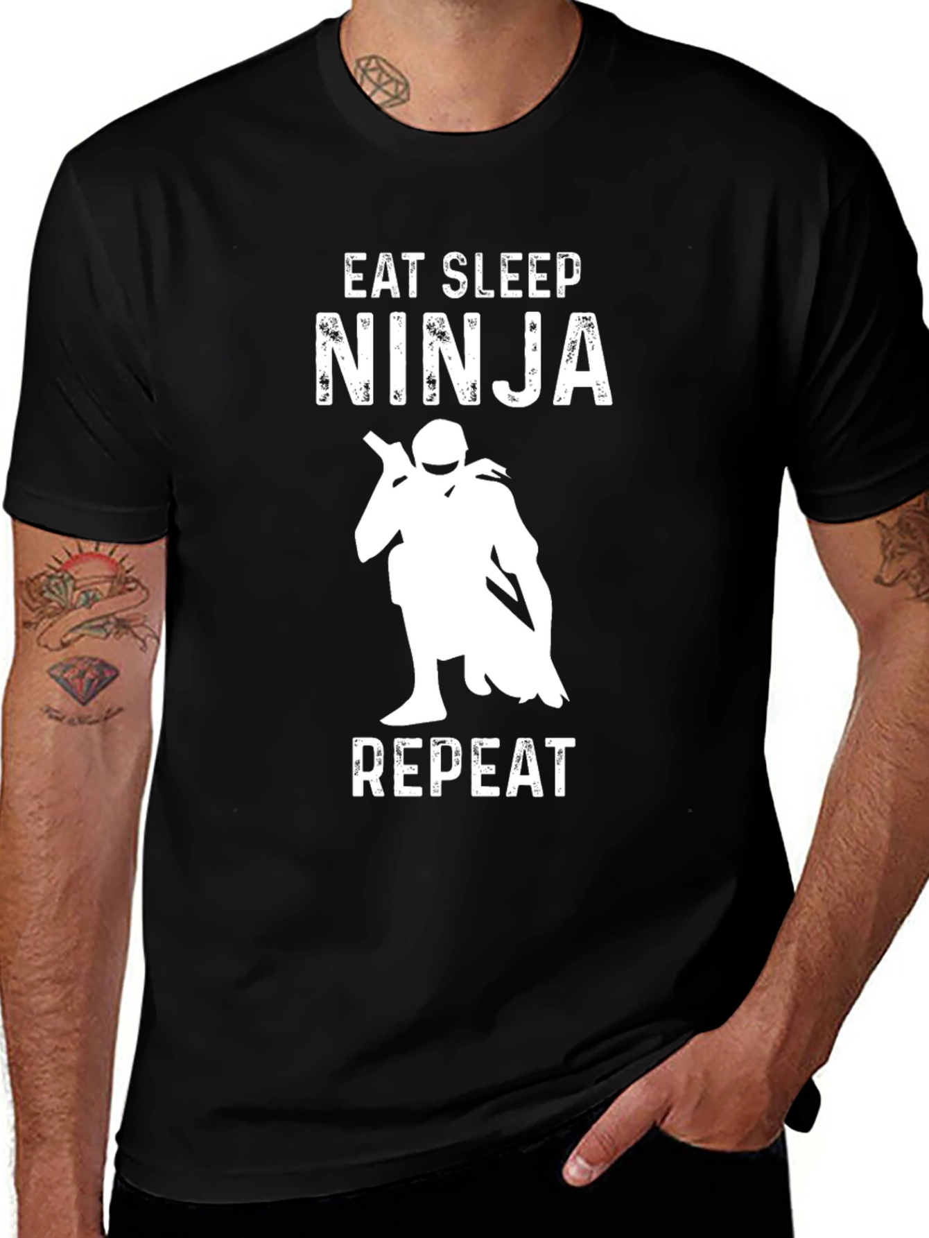 Variant 13 of Eat Sleep Ninja Repeat Black T-Shirt