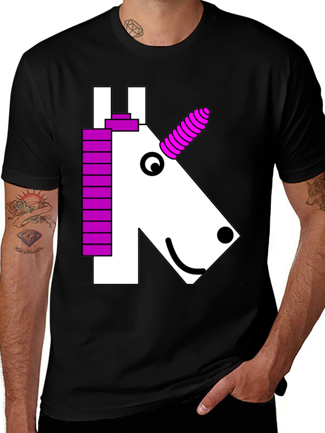 Variant 24 of Unicorn Graphic Tee - Black Cotton Blend