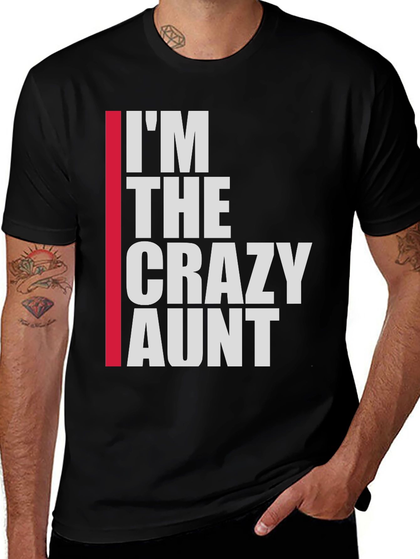 Variant 2 of Crazy Aunt Graphic Tee - Black Cotton Blend