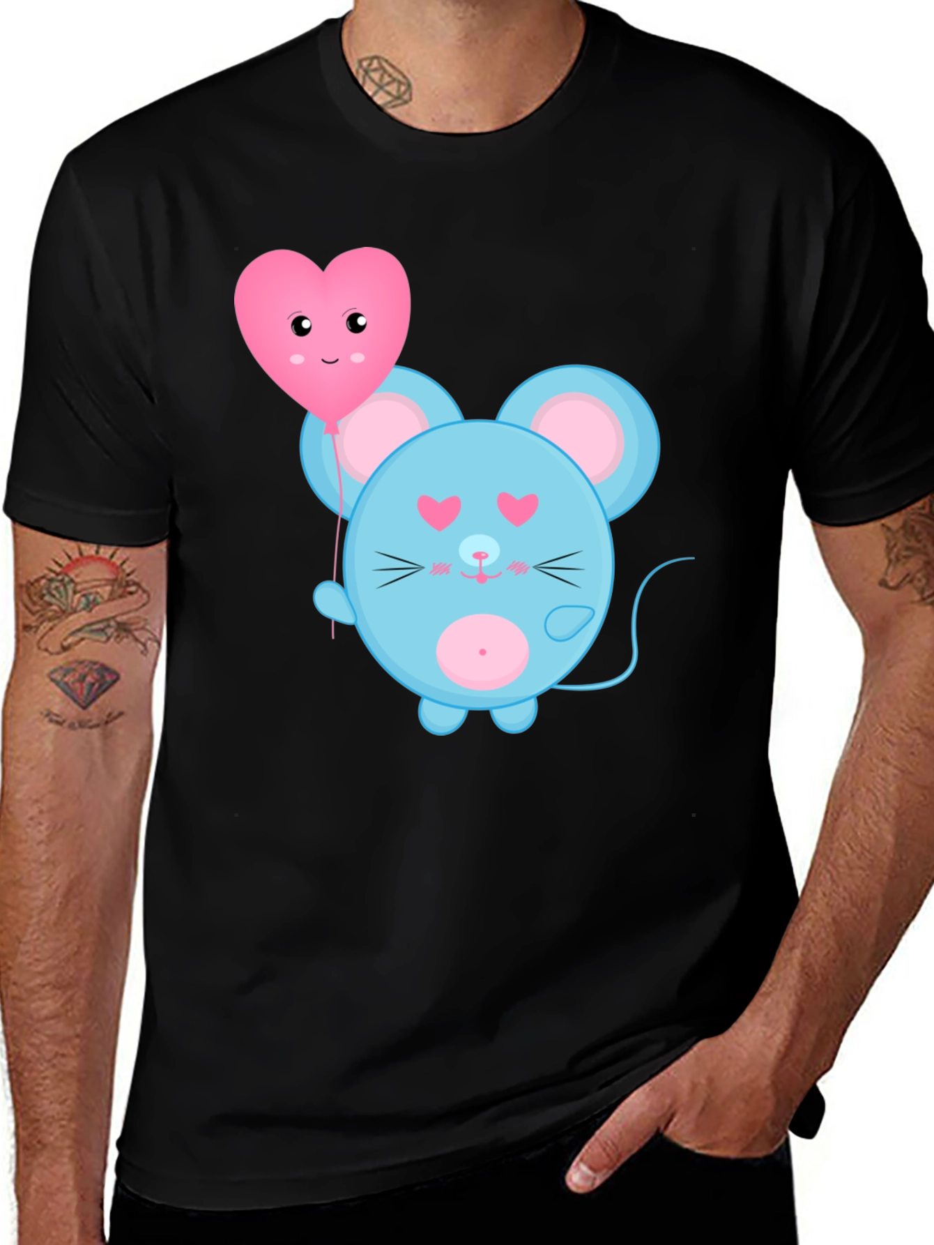 Variant 25 of Cute Cartoon Mouse with Heart Balloon Graphic Tee