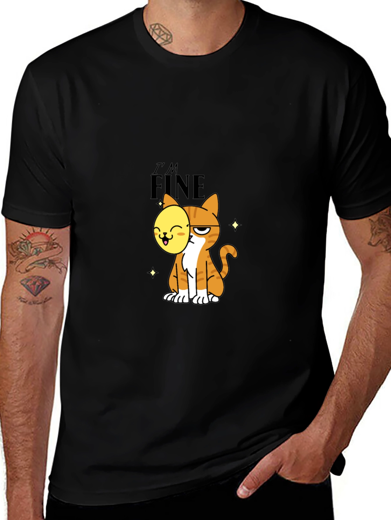 Variant 29 of I'm Fine Cat Graphic Tee