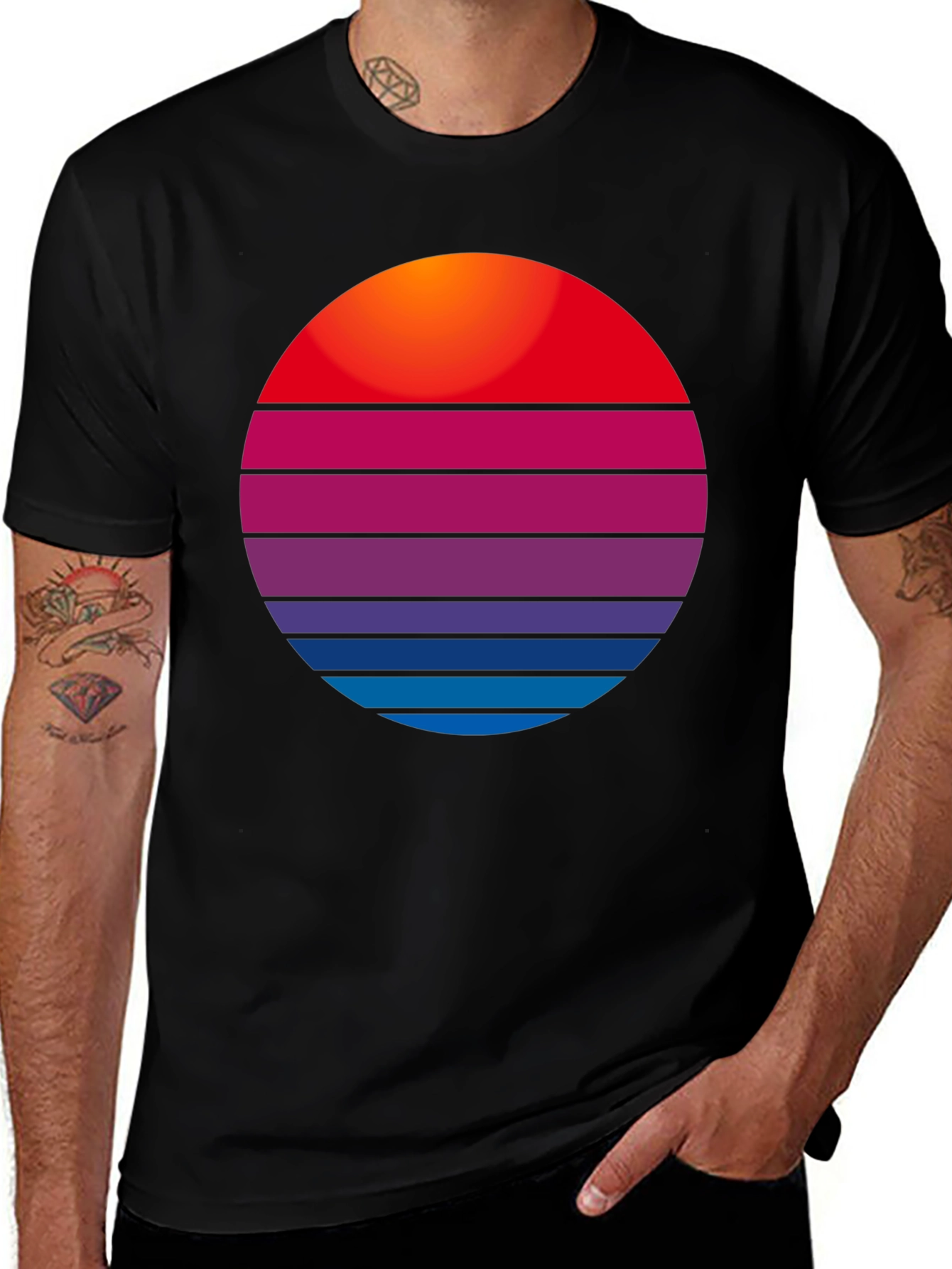 Variant 2 of Retro Sunset Graphic Tee - Stylish Cotton Blend Shirt