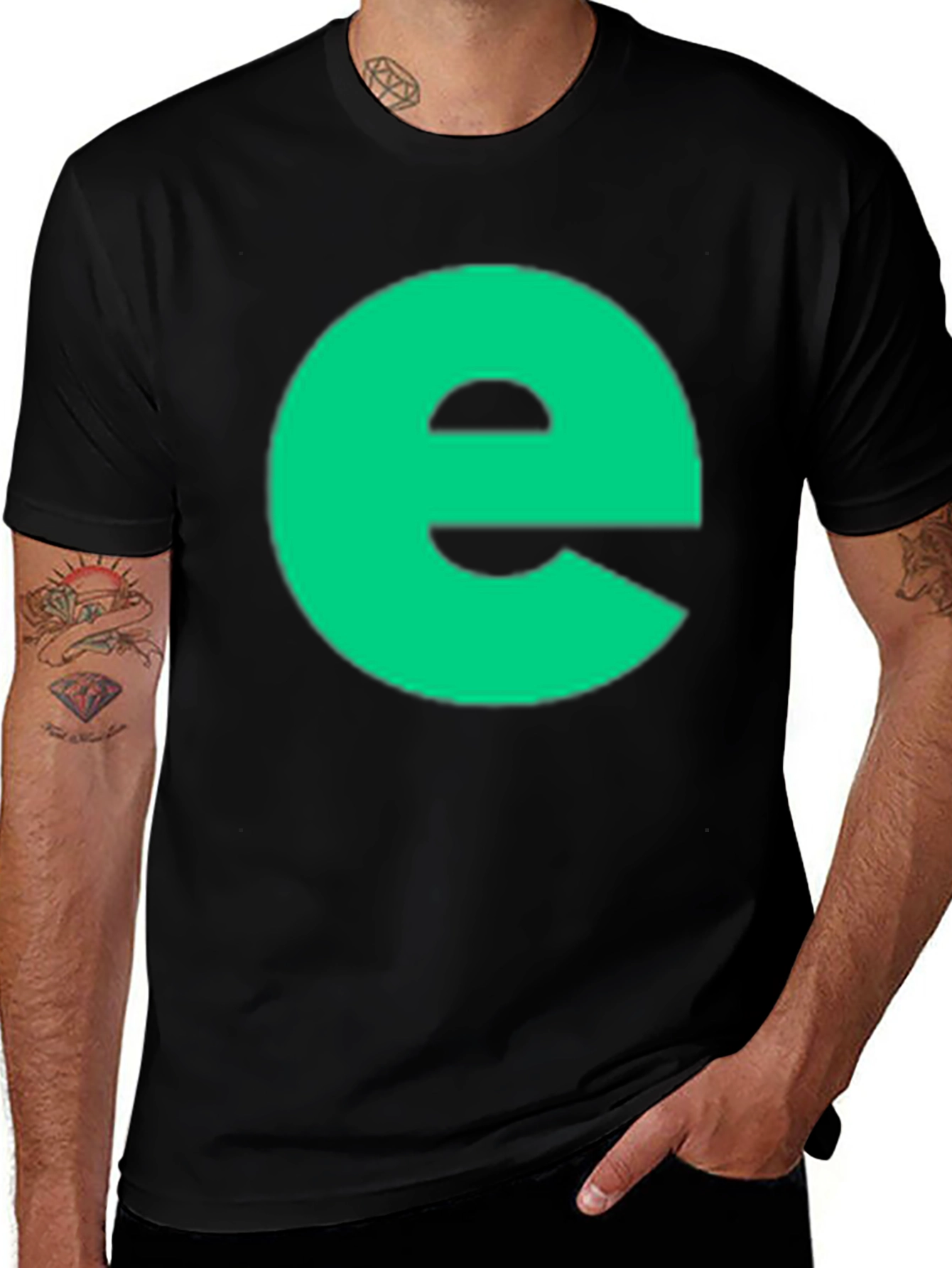 Variant 12 of Green "e" Black T-Shirt