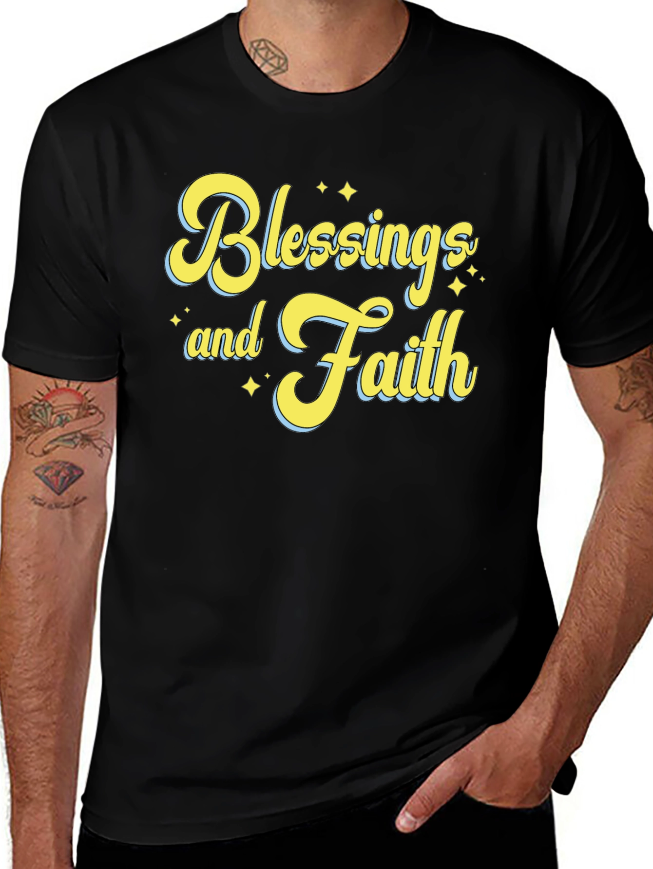 Variant 18 of Blessings and Faith T-Shirt - Unisex Black Tee
