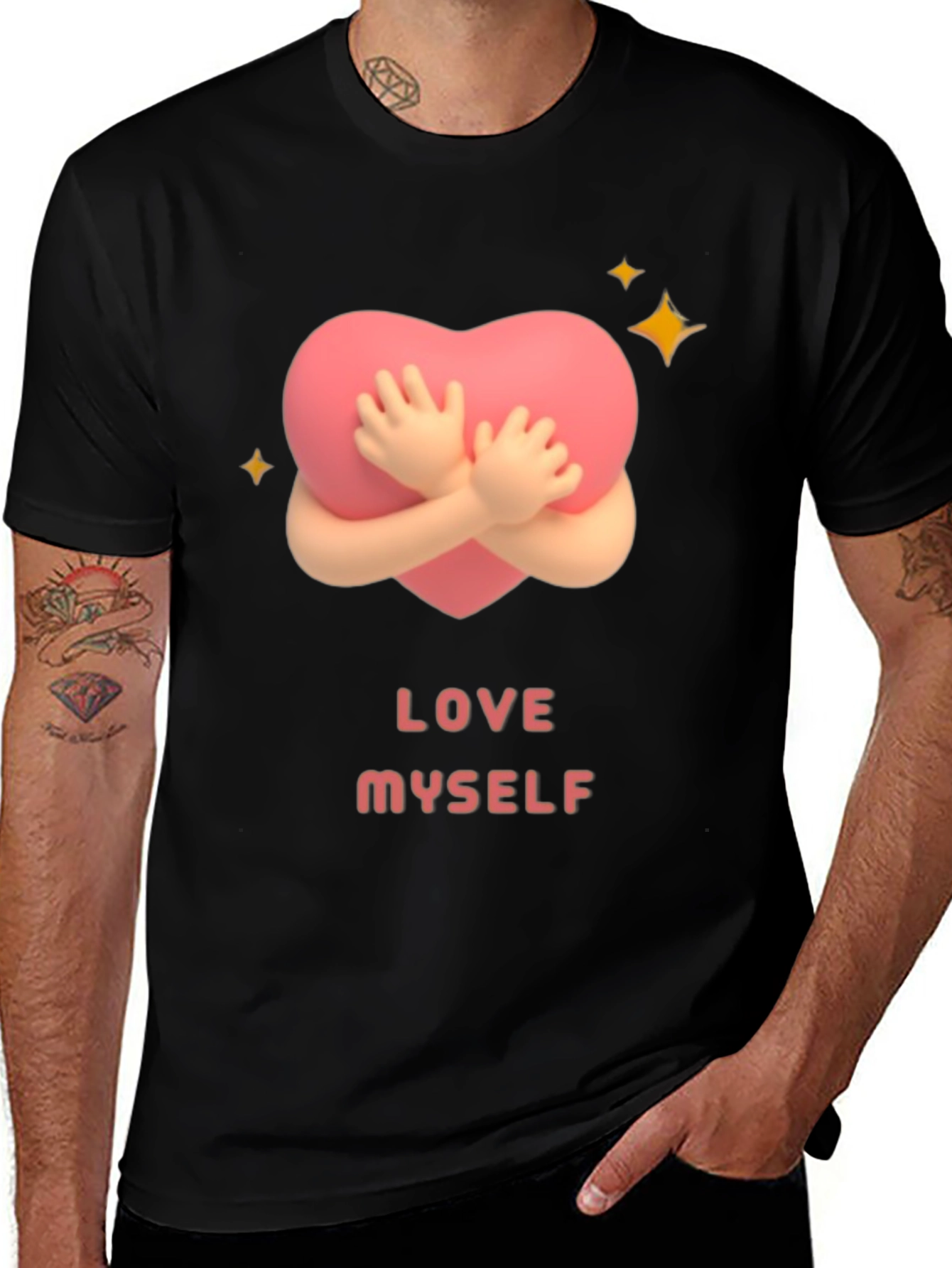 Variant 12 of Love Myself Graphic Tee - Black Cotton T-Shirt