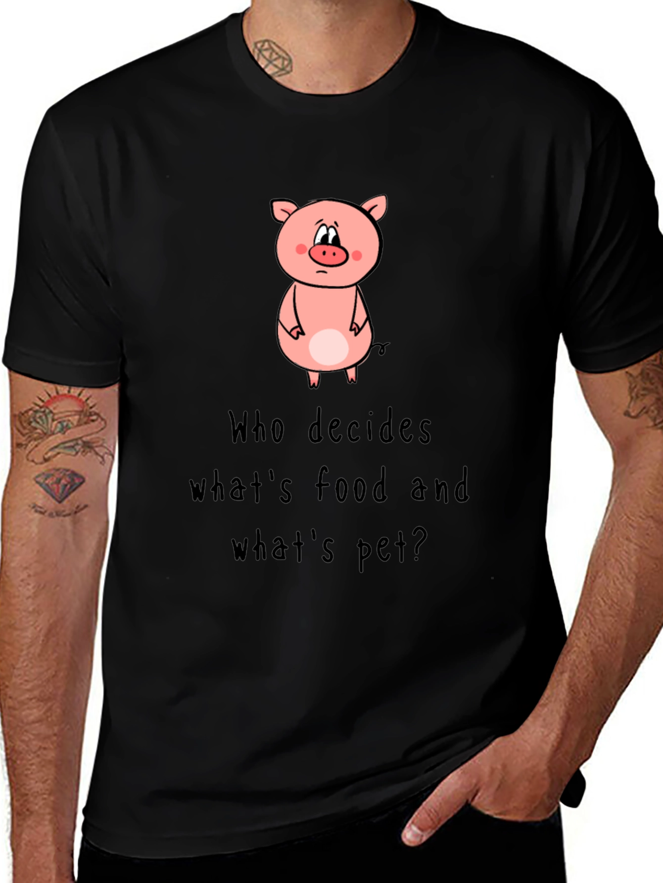 Variant 27 of Pig Food or Pet Black Graphic Tee