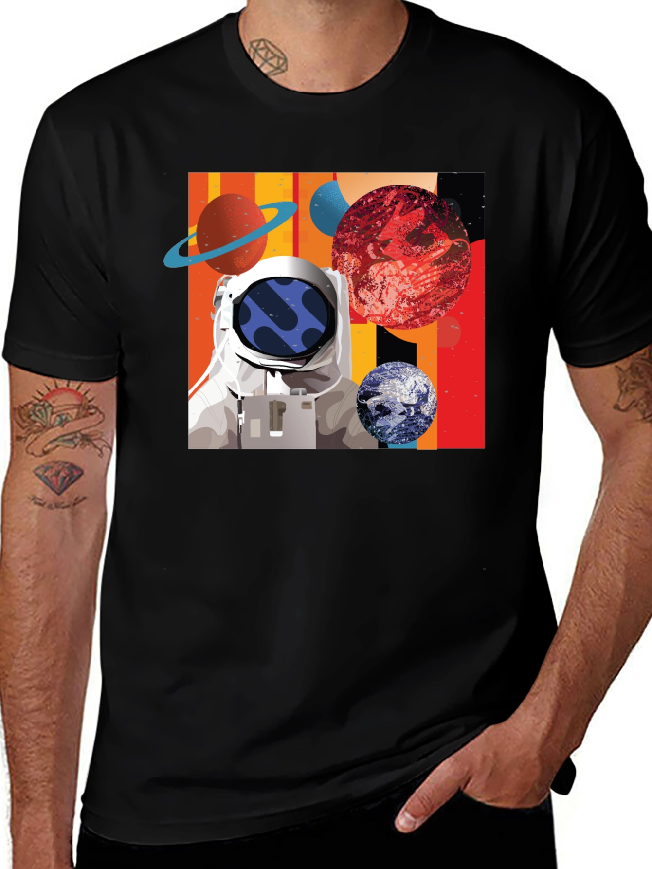 Variant 30 of Astronaut Space Graphic Black T-Shirt