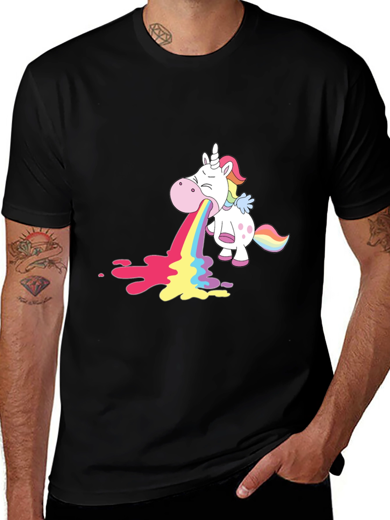 Rainbow Unicorn T-Shirt - Unisex Black Tee