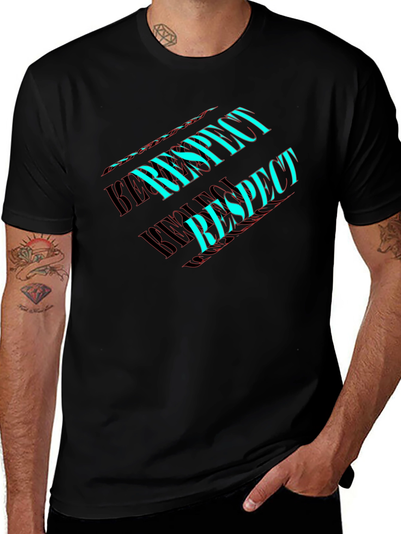 Variant 7 of Respect Graphic Tee - Black Cotton Casual Wear