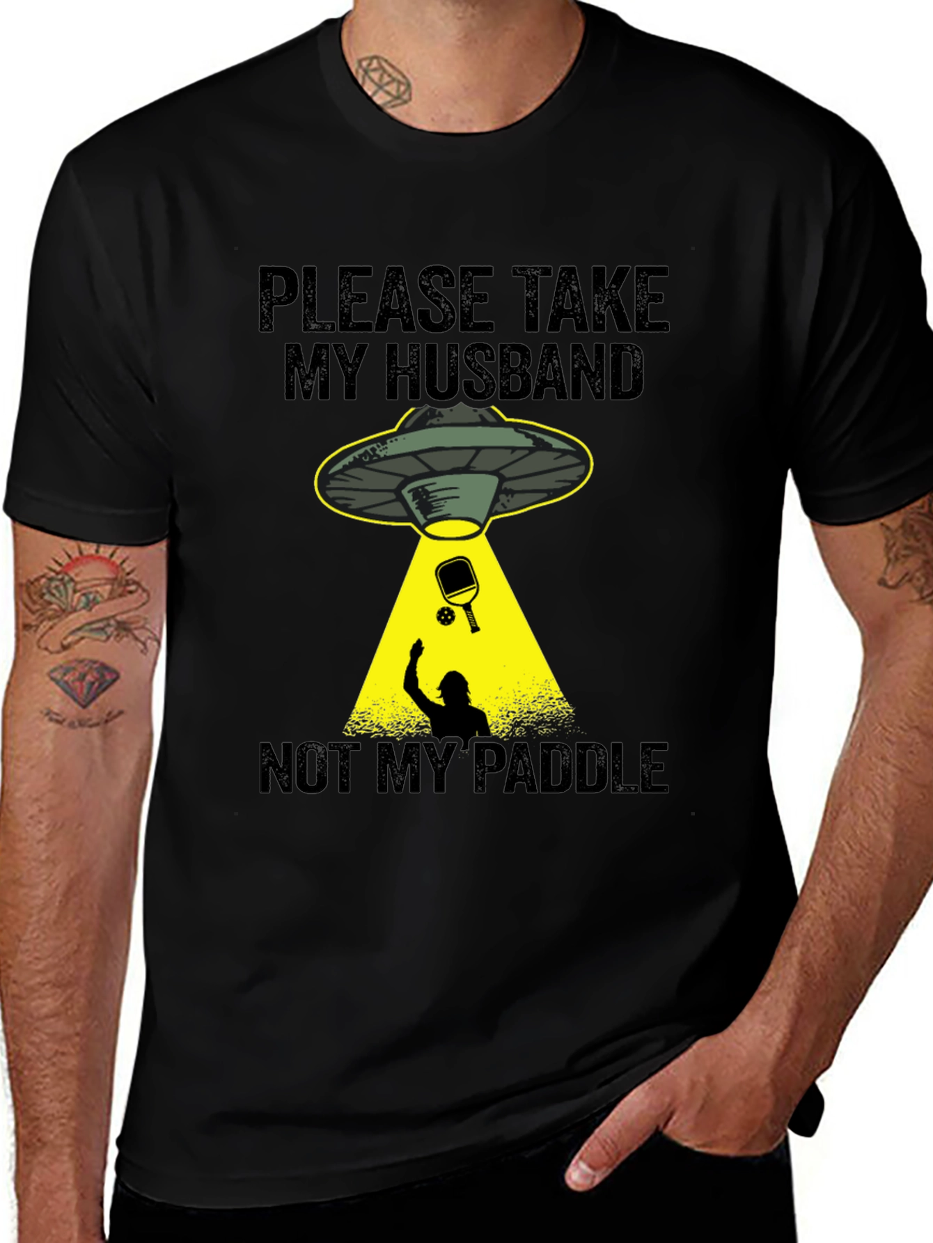 Variant 9 of Funny Husband Paddle UFO Graphic T-Shirt