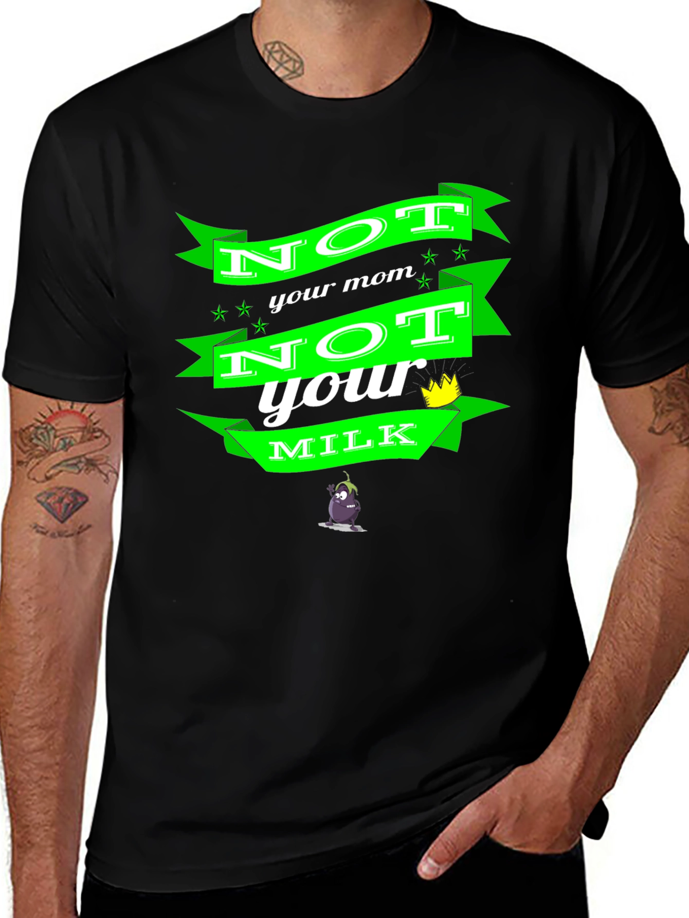 Variant 2 of Not Your Mom Not Your Milk Black T-Shirt