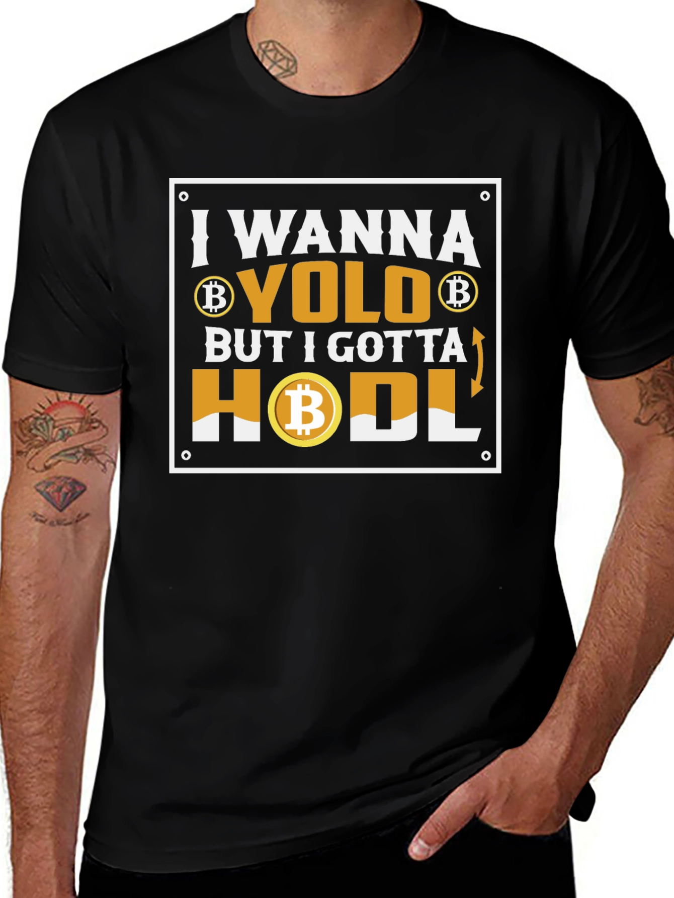 Variant 8 of I Wanna YOLO But I Gotta HODL Bitcoin Crypto T-Shirt