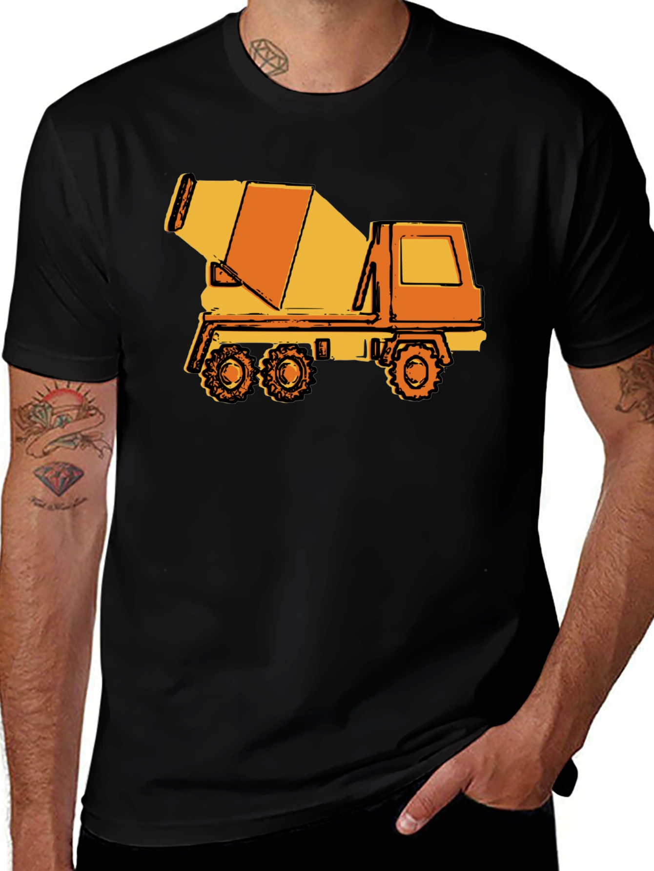 Variant 25 of Concrete Mixer Truck Graphic Tee - Black