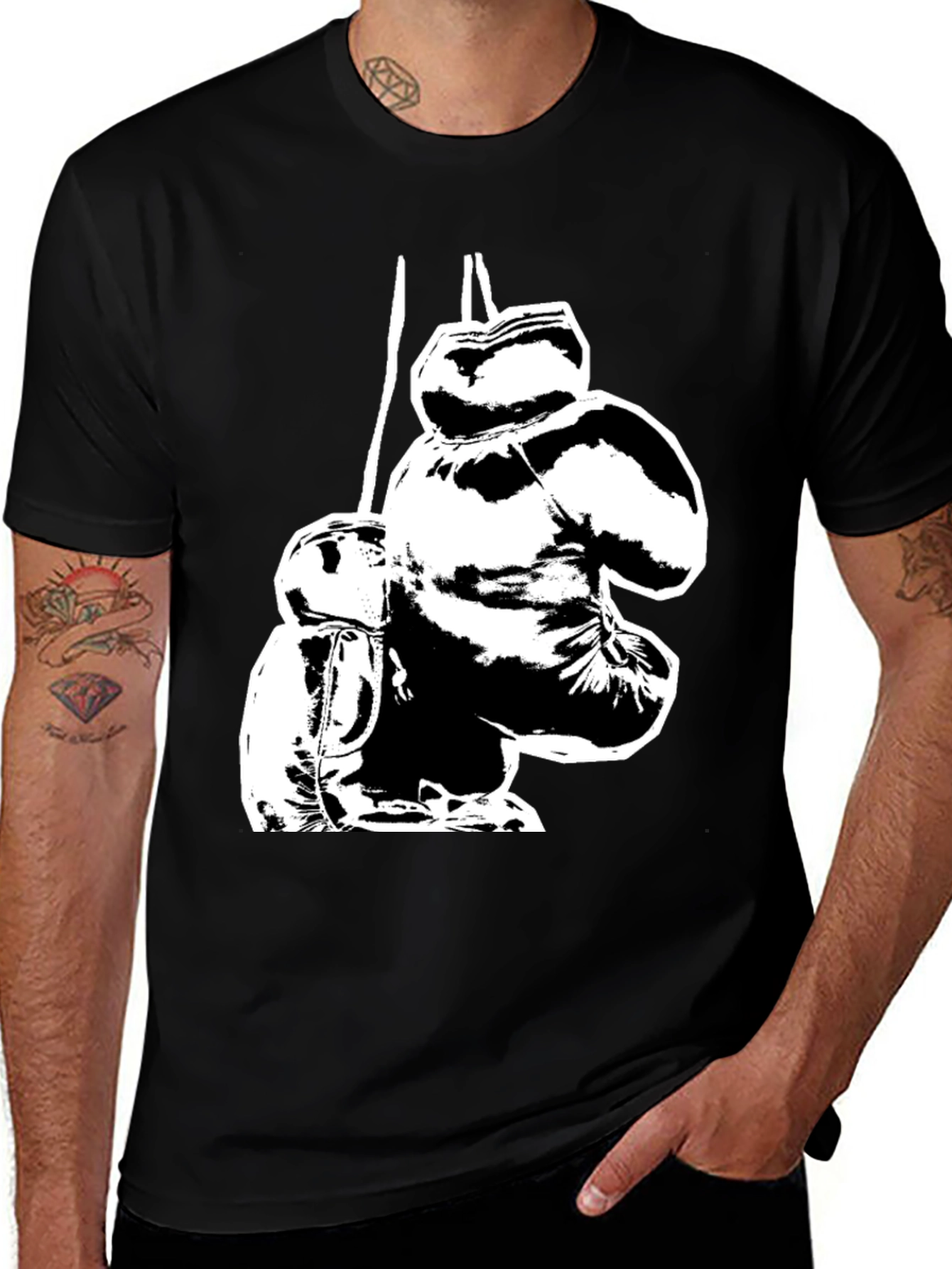 Variant 14 of Boxing Gloves Graphic Tee - Black