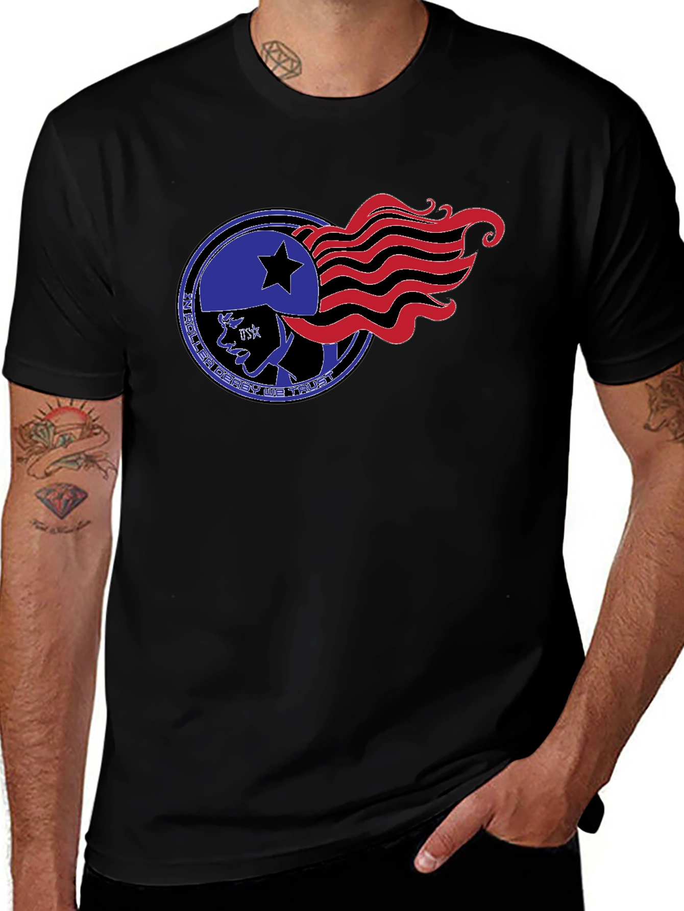 Variant 25 of Vintage-Style Graphic Tee - Red, White, and Blue USK Design