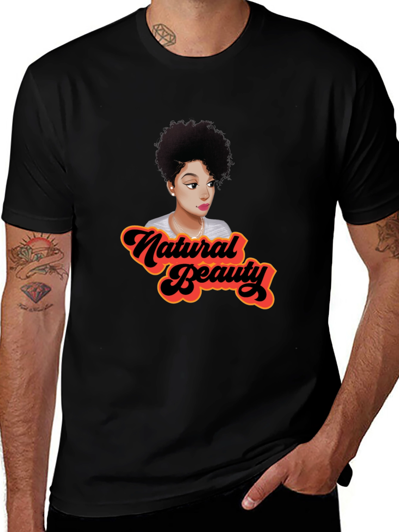 Variant 6 of Natural Beauty Graphic Tee - Black Cotton T-Shirt