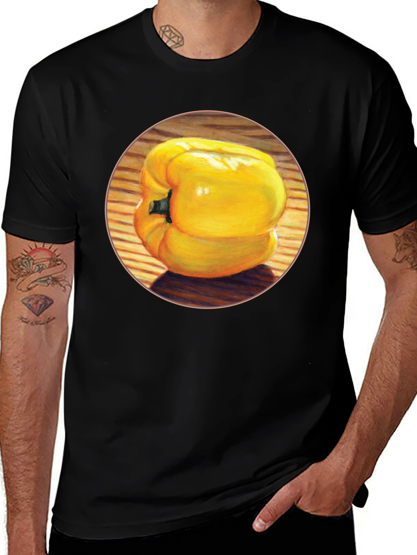 Yellow Pepper Graphic Tee - Unisex Black T-Shirt
