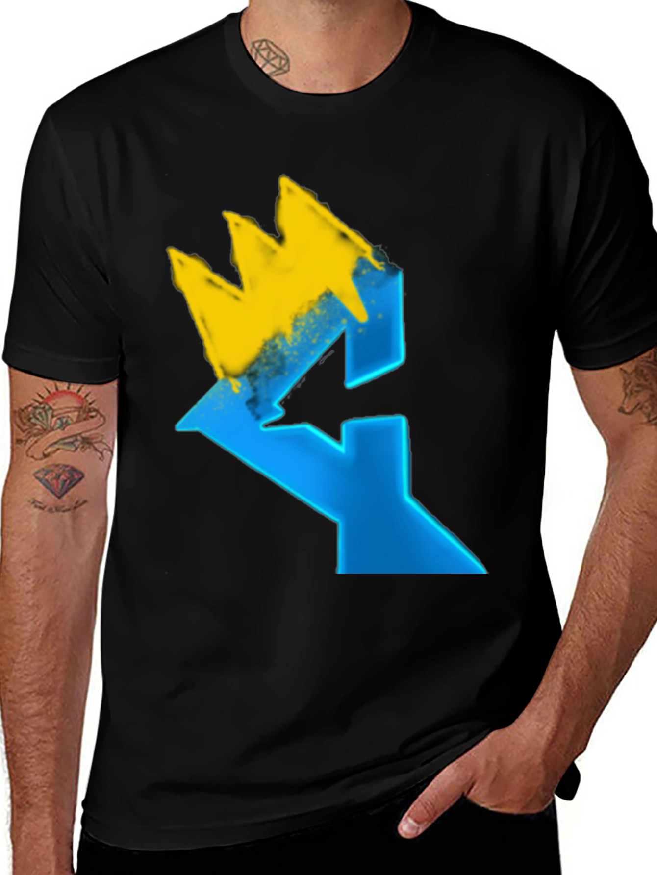 Variant 30 of Graphic Tee: Crown Arrow Black T-Shirt