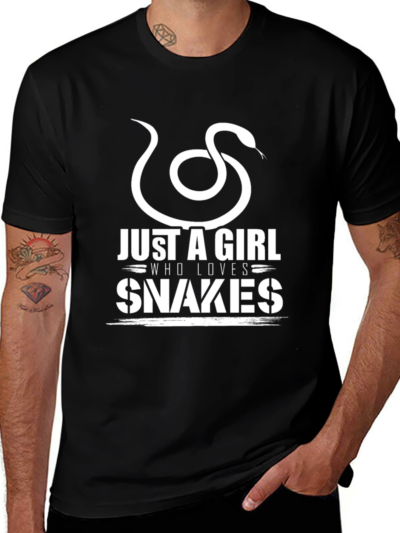 Variant 10 of Just A Girl Who Loves Snakes Black Graphic Tee