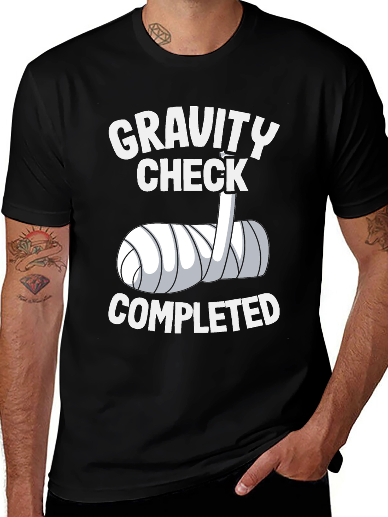 Gravity Check Completed Arm Cast Humor T-Shirt